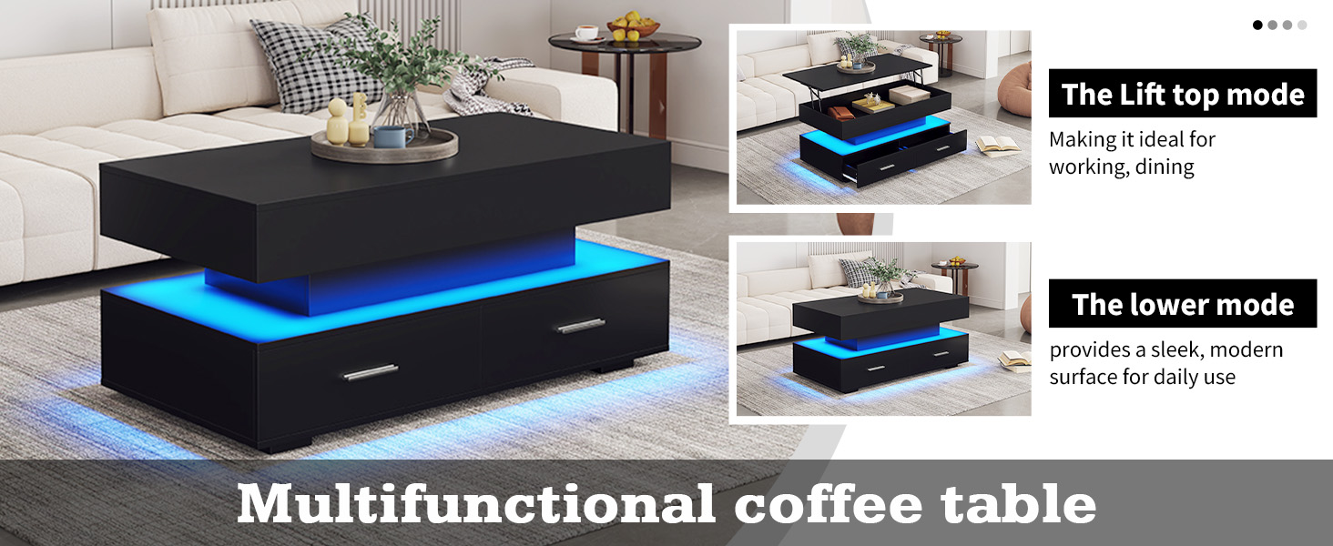 Table basse noire relevable hydraulique - vue 8