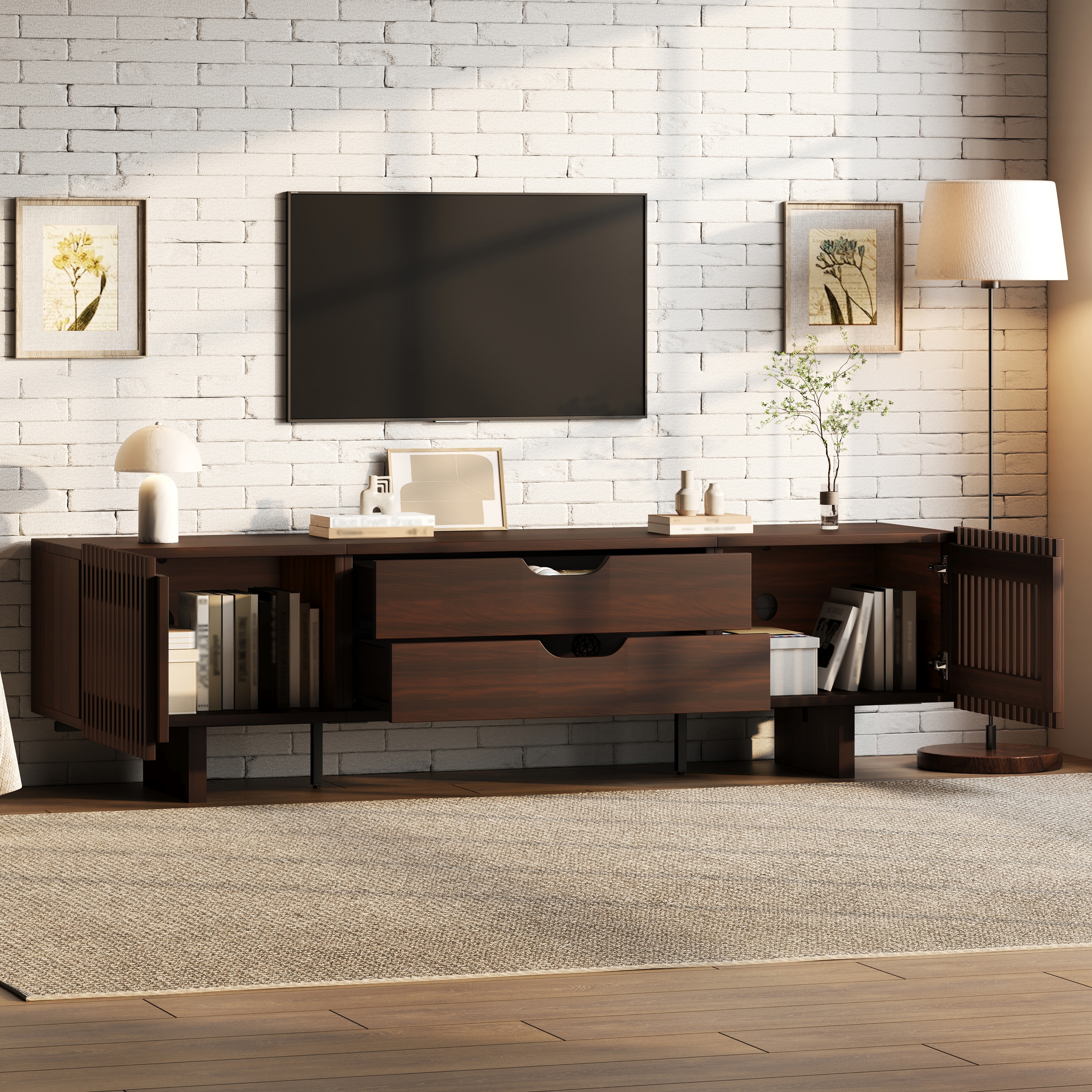 180*40*45cm TV-Ständer in Nussbaum dunkel, Verfügt
