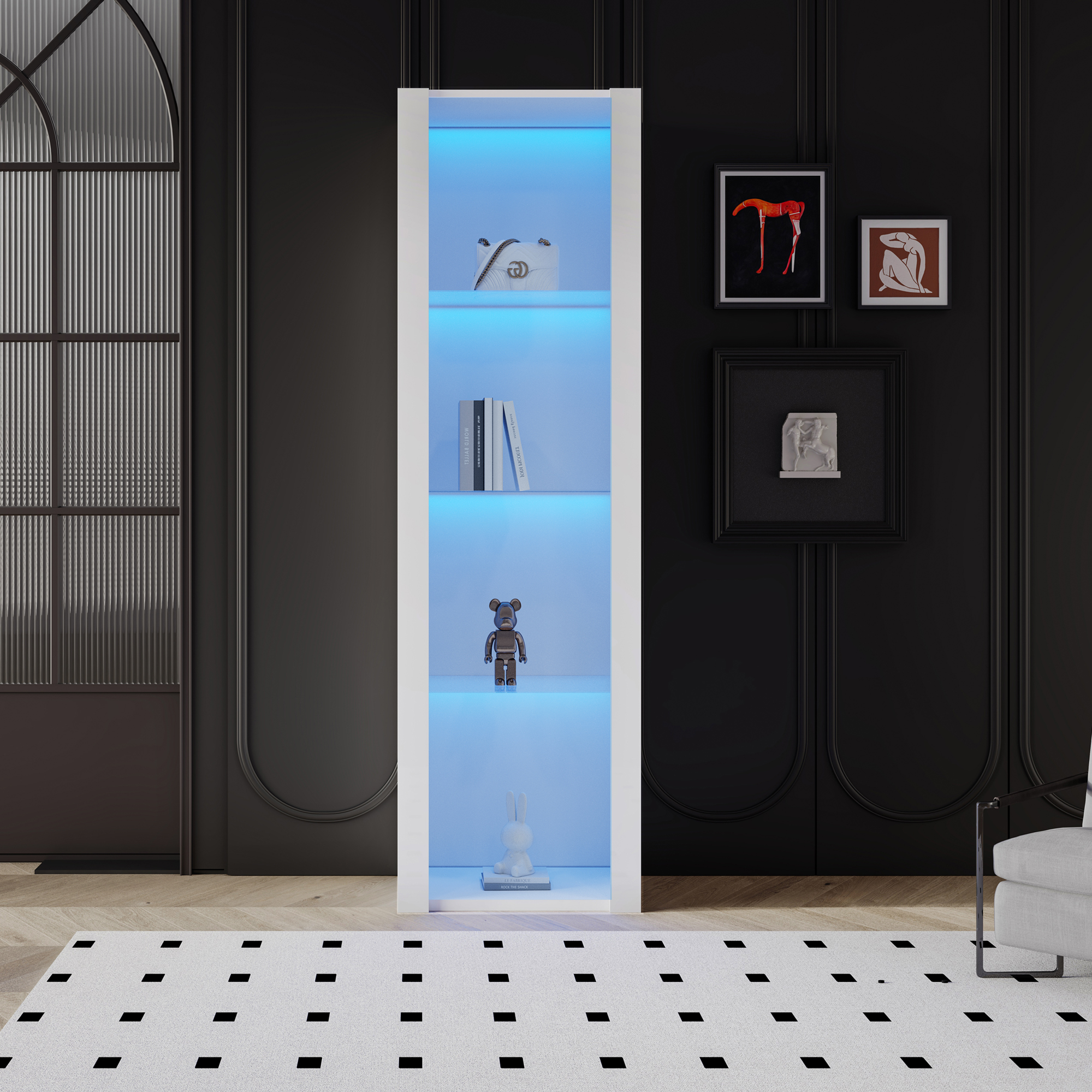 Vitrine blanche haute brillance LED - vue 1