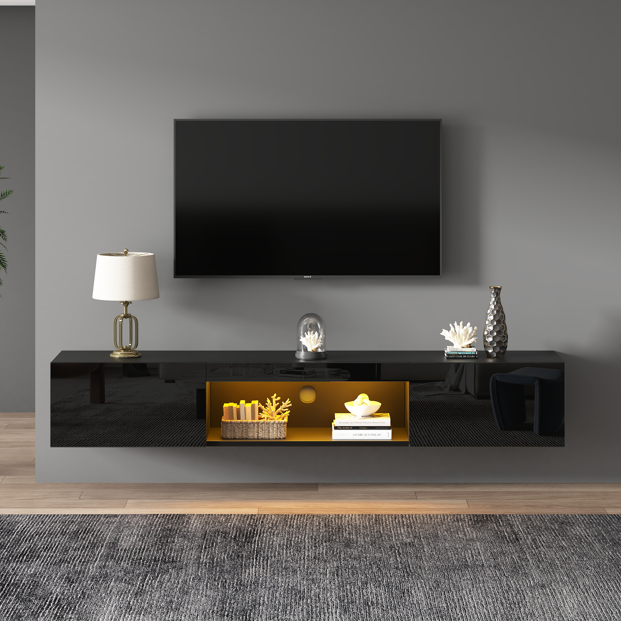 160*31*22cm Hochglanz-Hängeschrank ,TV stand und F