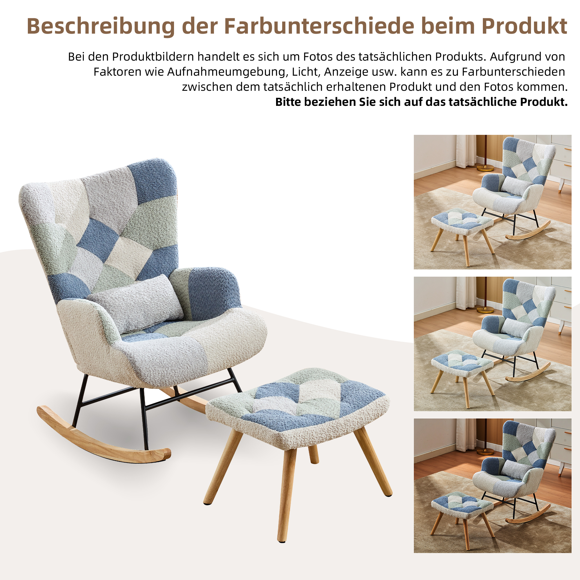 Fauteuil bascule relax beige bleu - vue 5