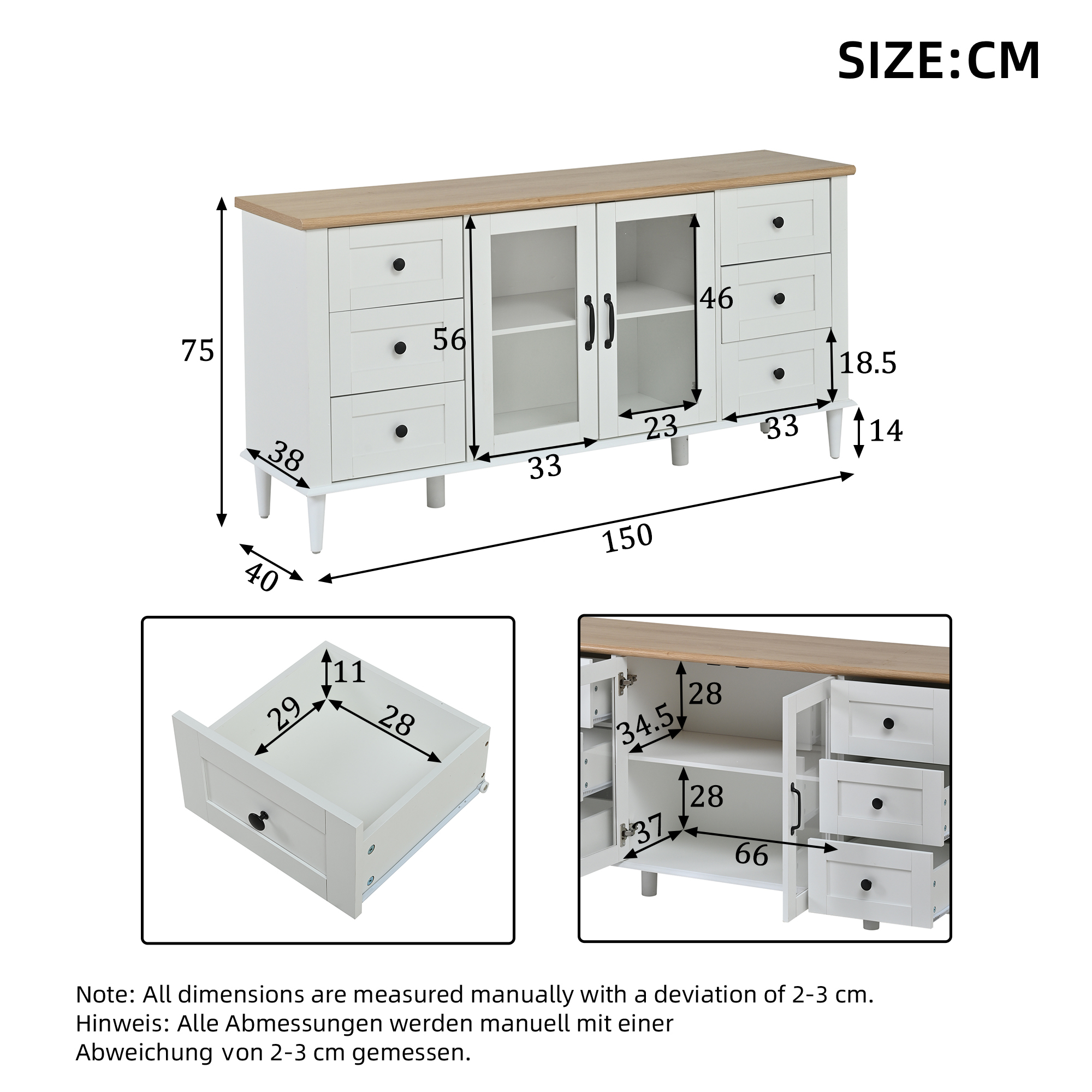 Plan des dimensions détaillées du sideboard