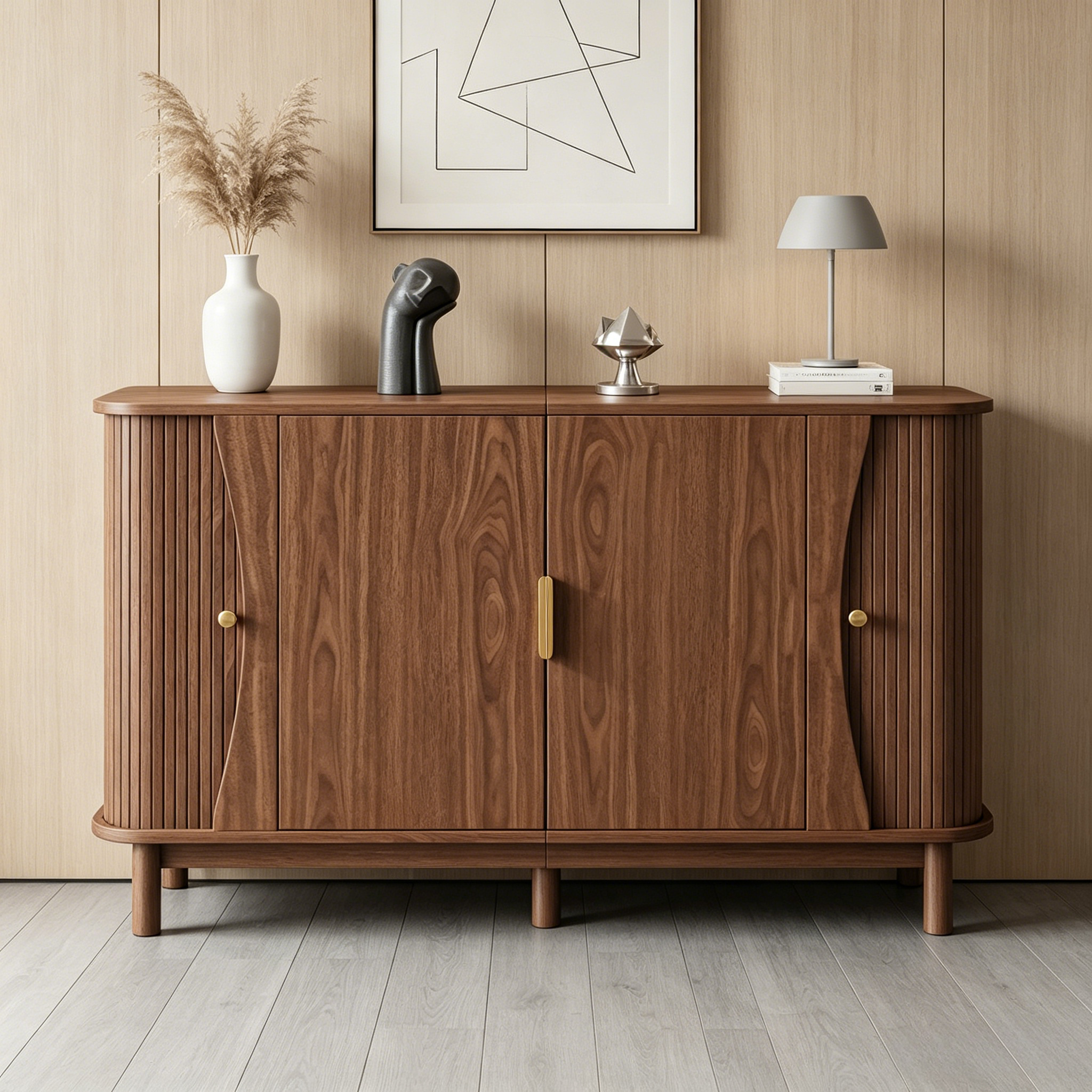 Walnussfarbener Sideboard 140x40x88cm aus MDF, Kom