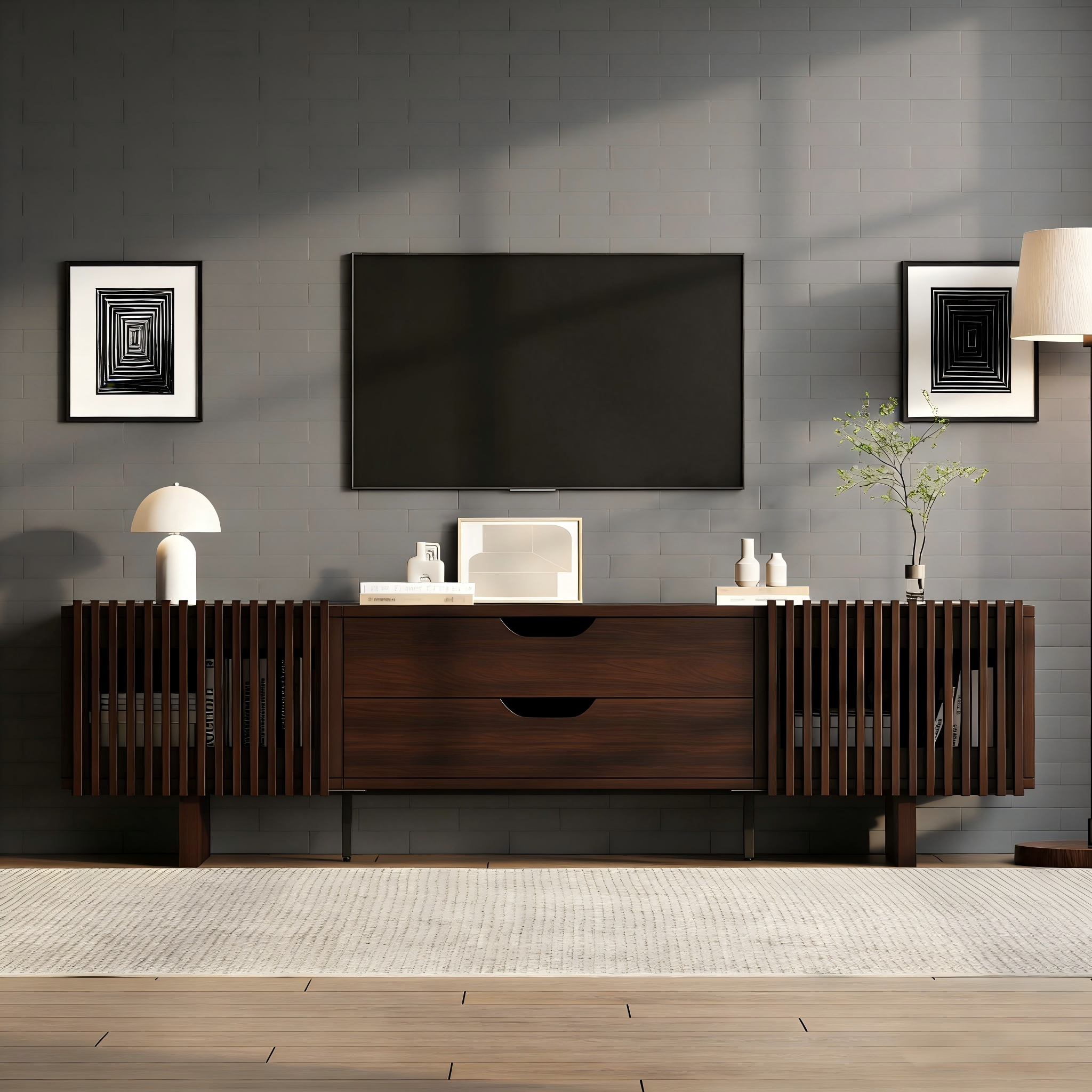 180*40*45cm TV-Ständer in Nussbaum dunkel, Verfügt