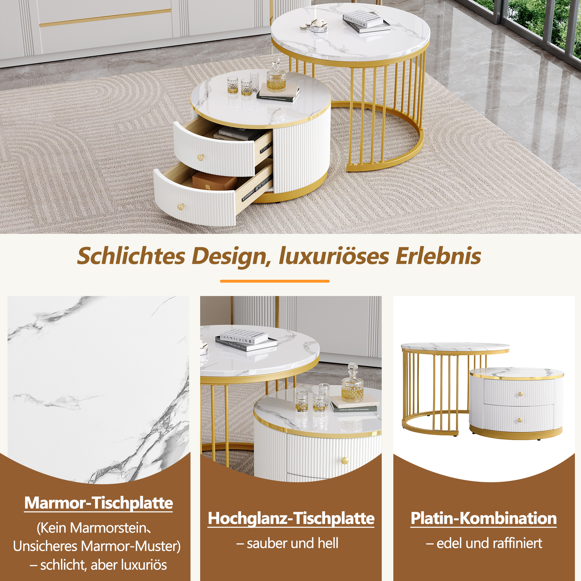 Table basse gigogne blanche lot de 2 - vue 9
