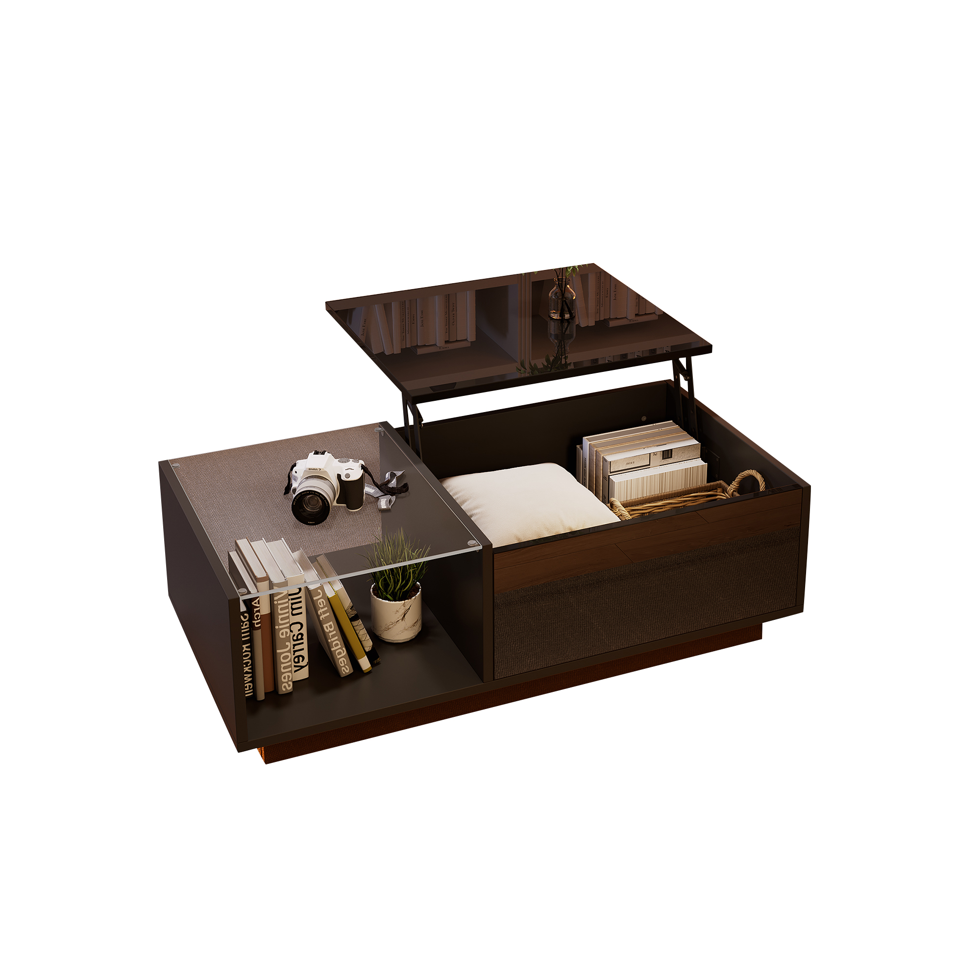 Table basse noire relevable LED - vue 7