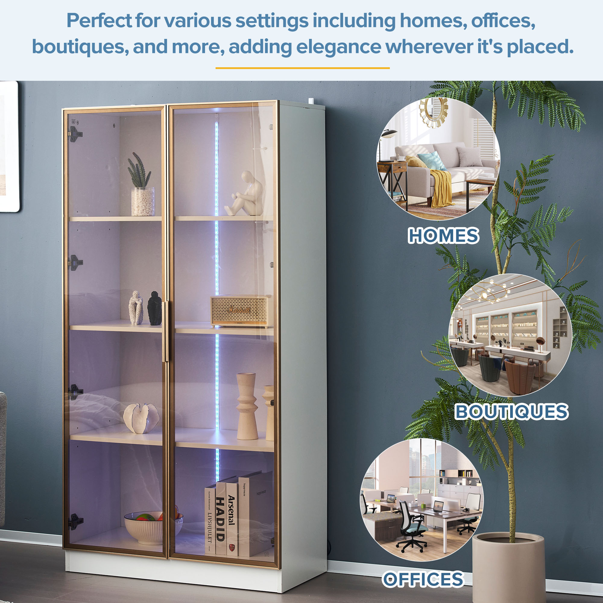 Lot de 2 vitrines blanches LED - vue 6