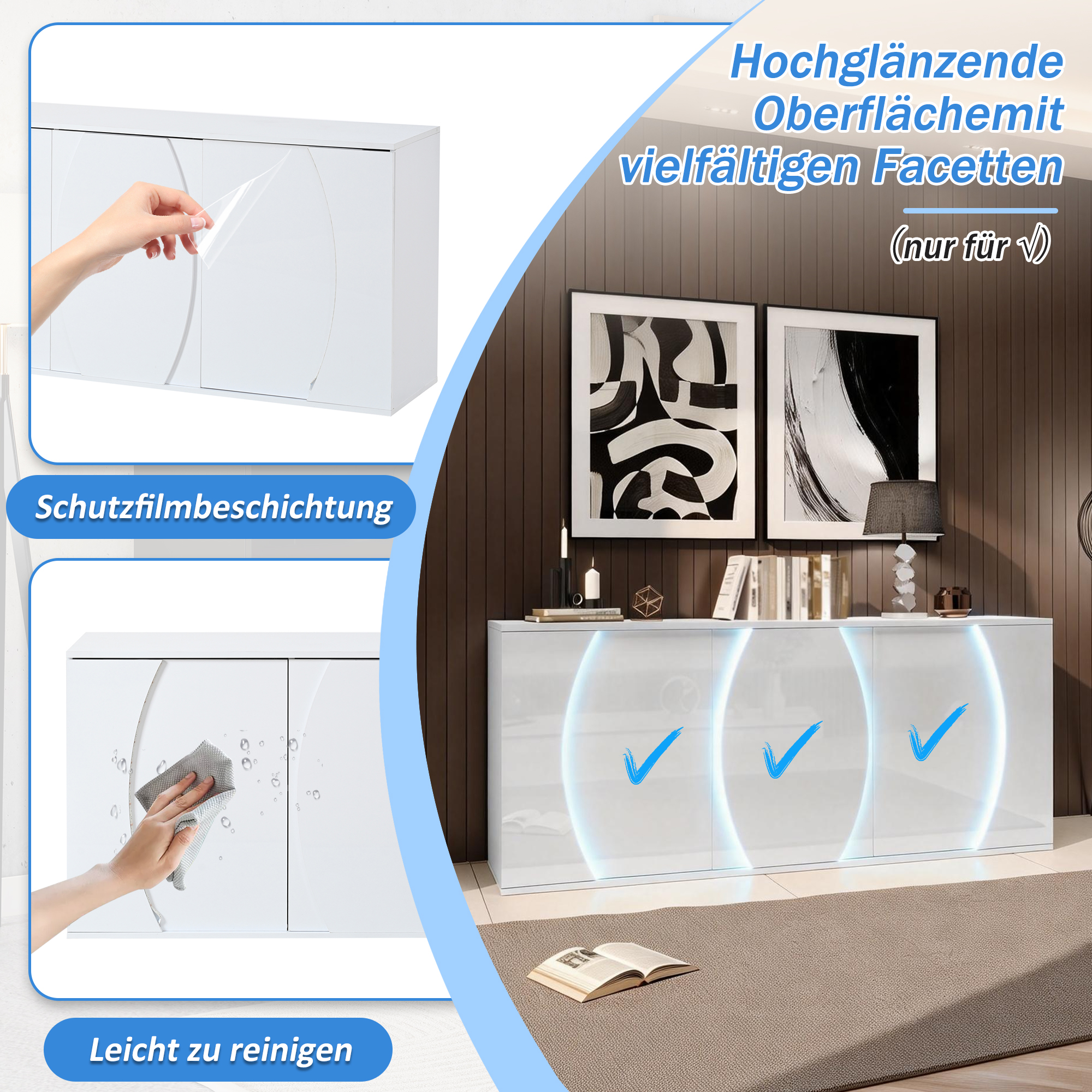 Design blanc épuré et portes galbées