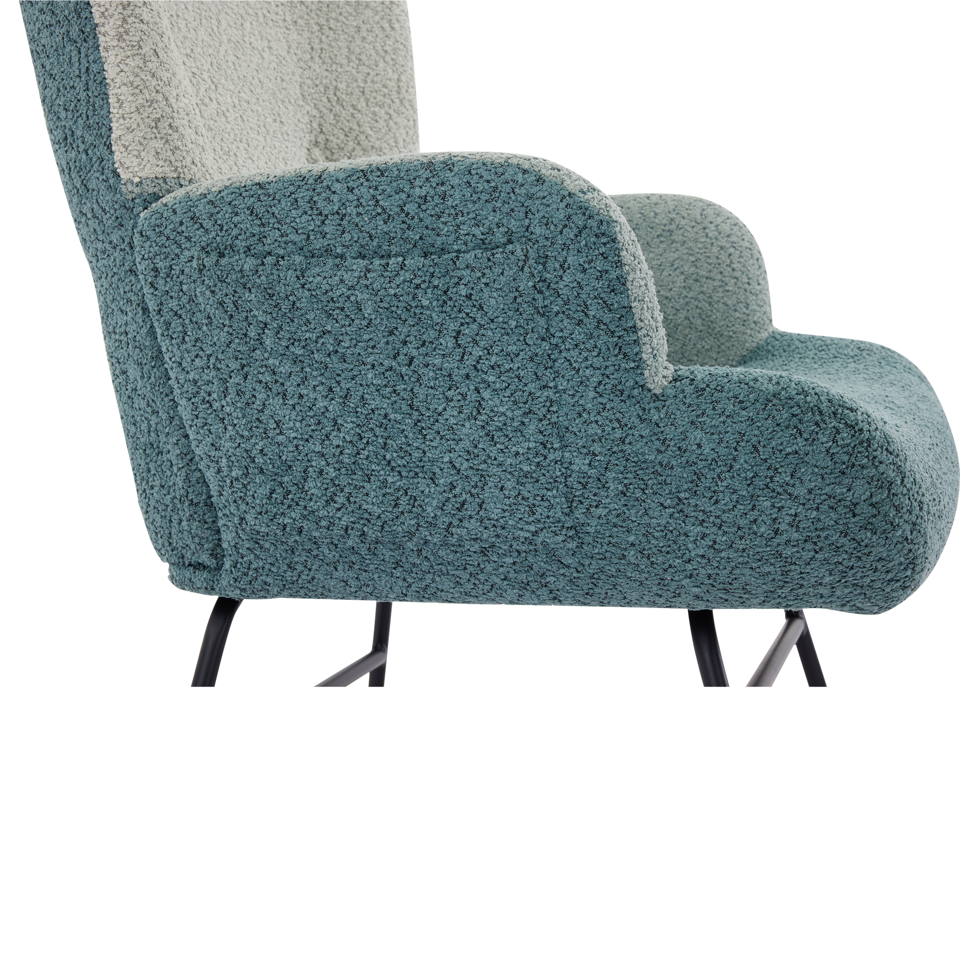 Boucle-Schaukelsessel, Schaukelstuhl im bunten Pat