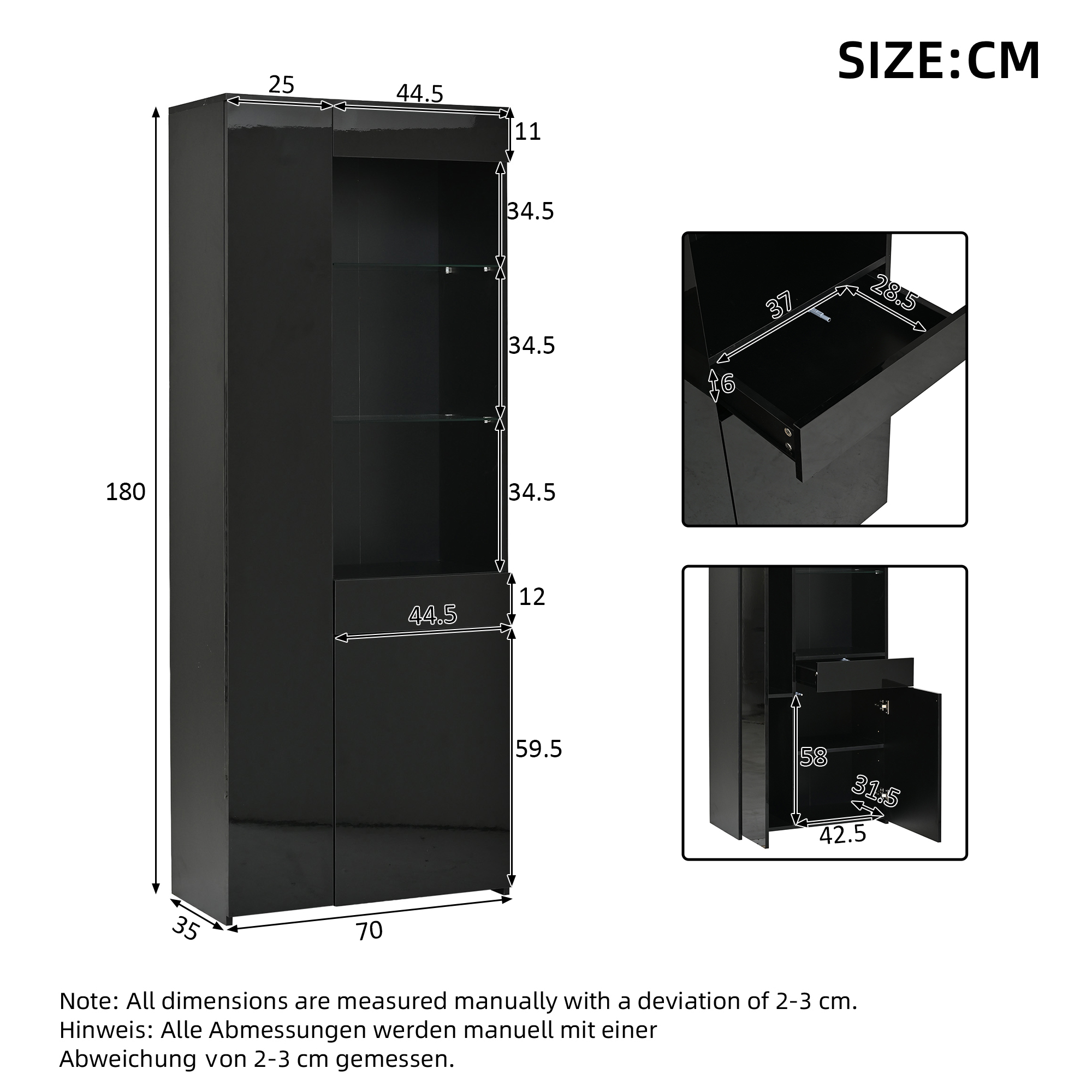 Dimensions du vitrine