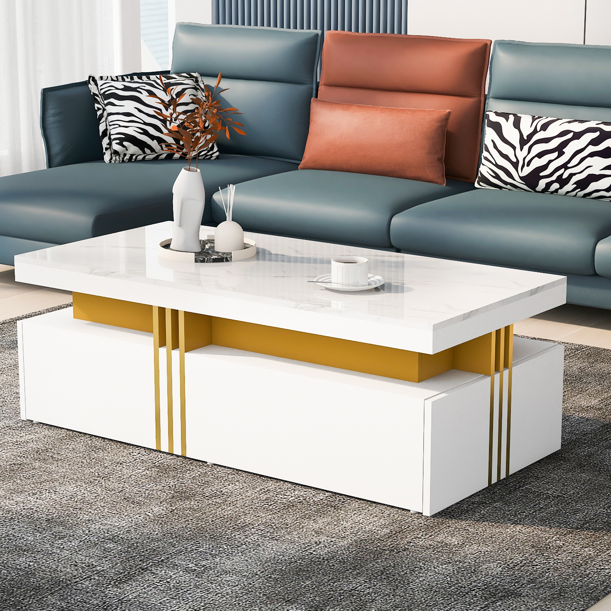 Table basse rectangulaire blanche - vue 2