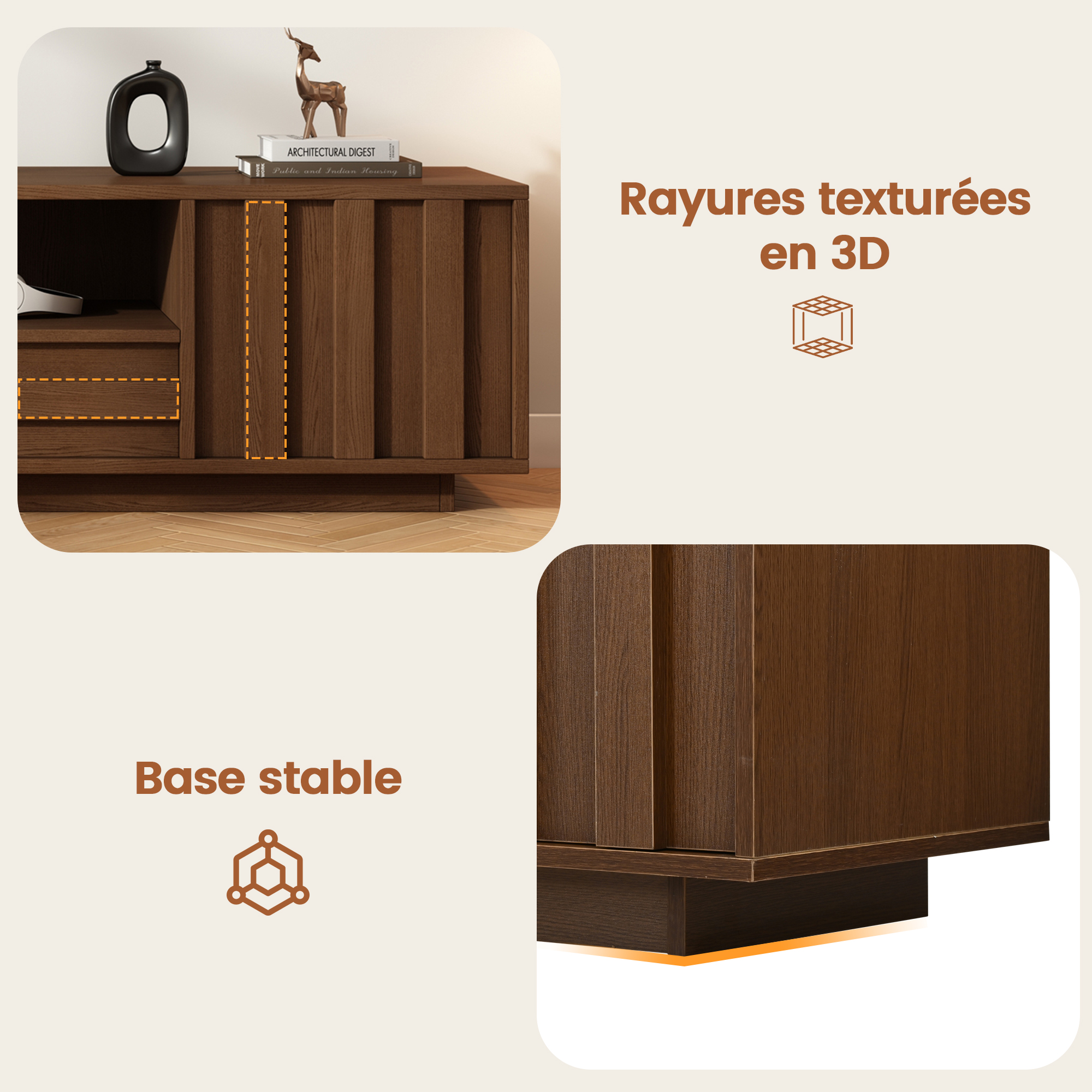 Meuble TV effet noyer