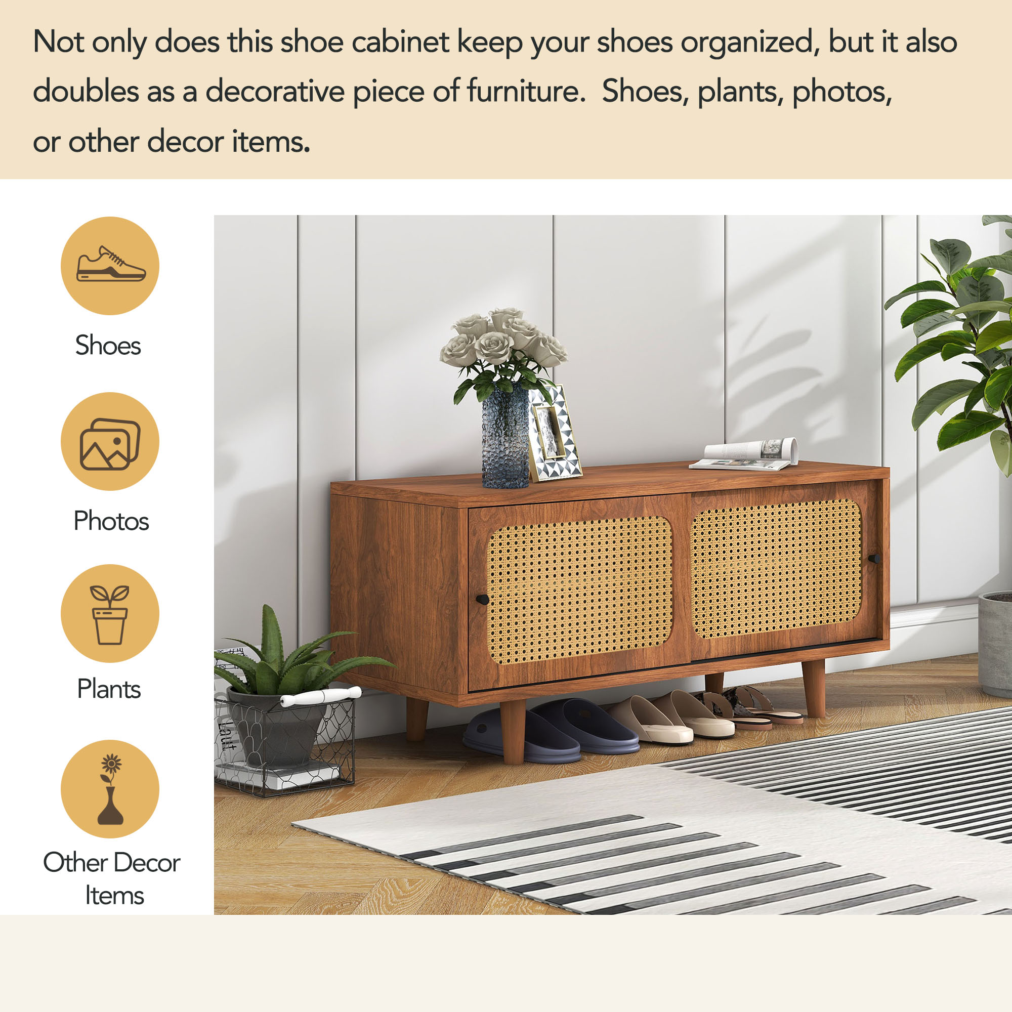 Ensemble sideboard rotin + armoire chaussures - vue 8