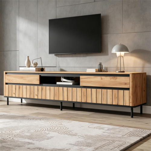Meuble TV style moderne noir et bois