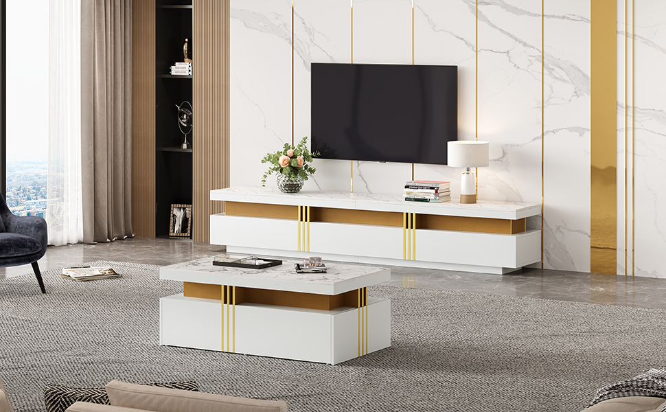 Ensemble meuble TV mural blanc - vue 6