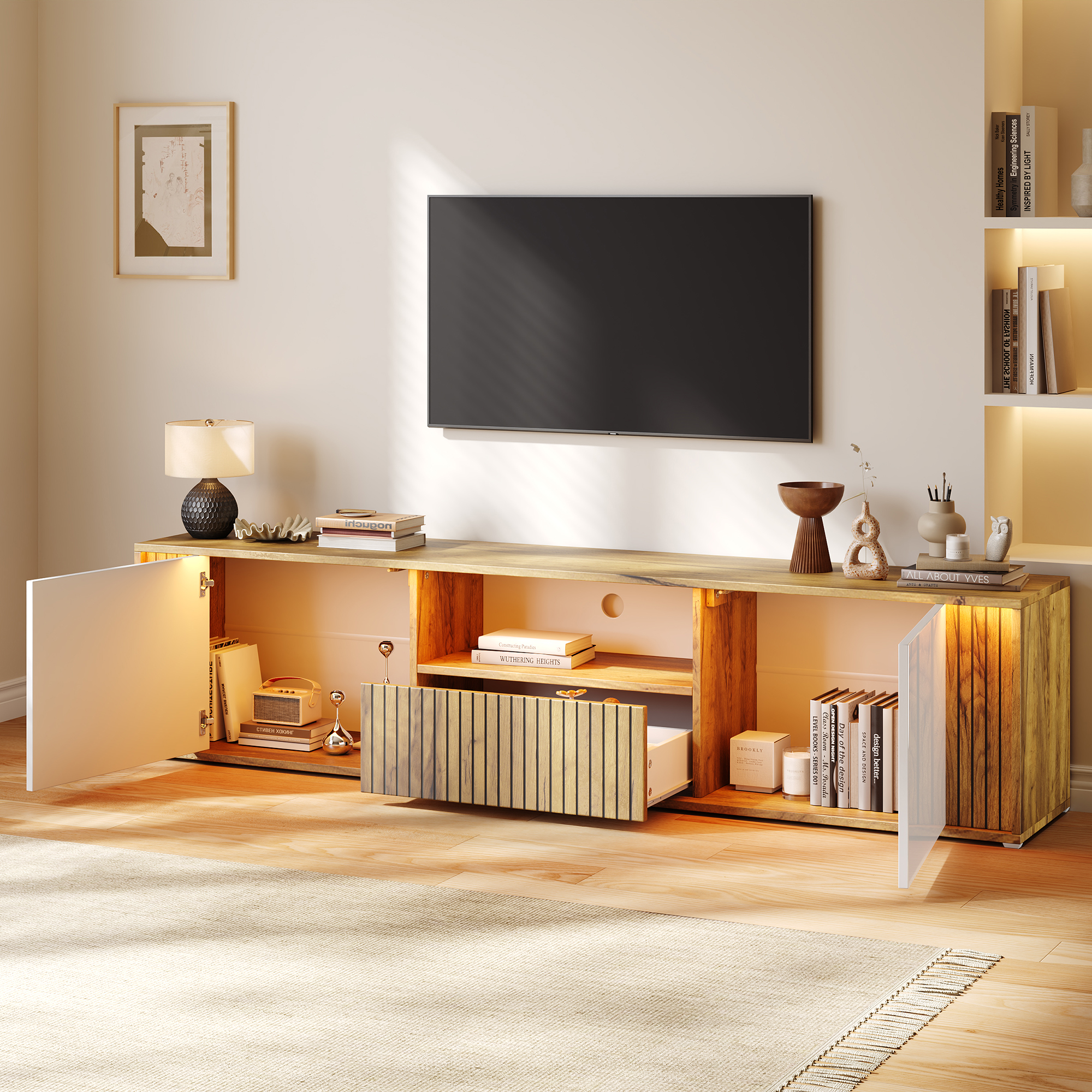 Standfernsehschrank, Lowboard Mit 2 Schranktüren 1