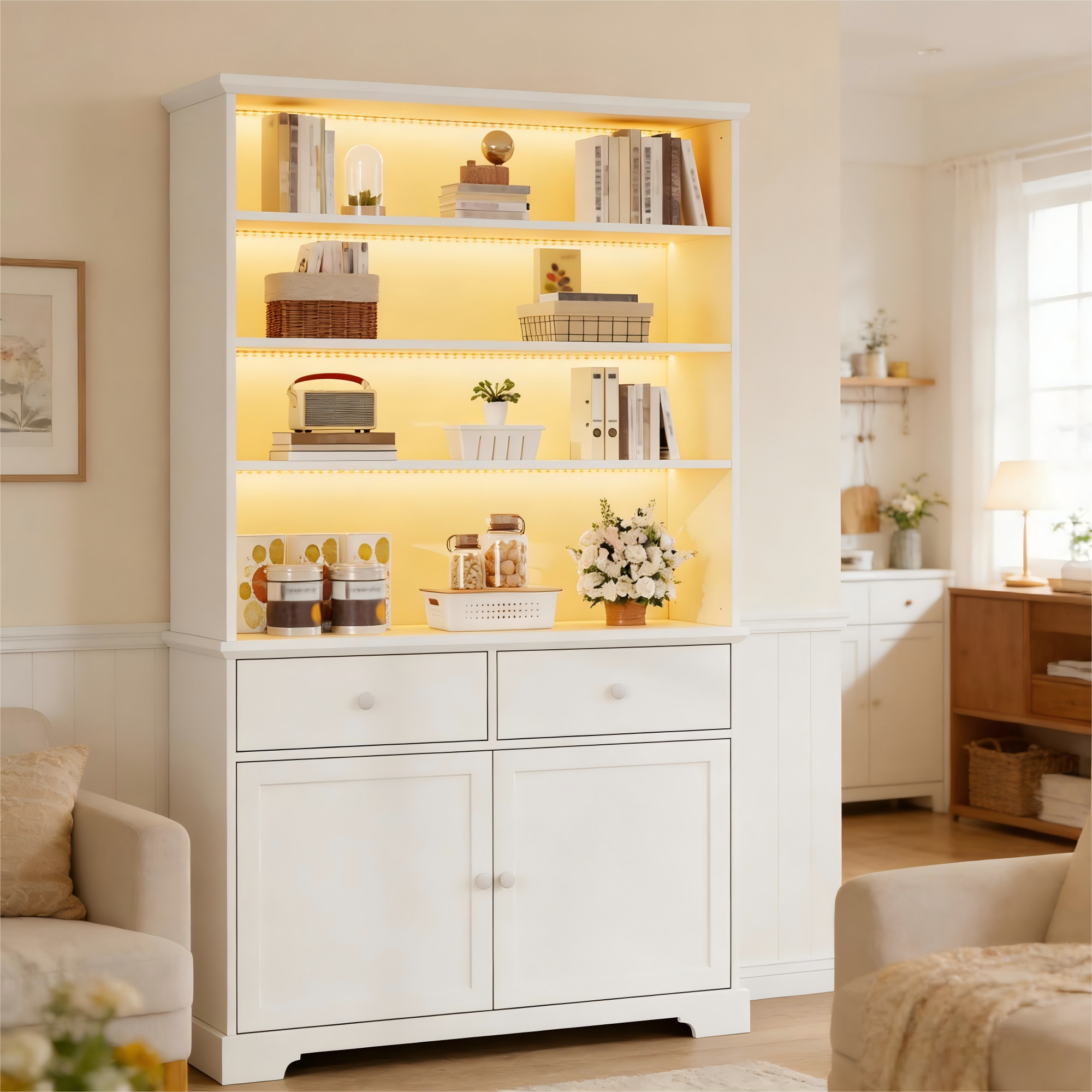 100 x 38 x 170 cm Vitrine, Standvitrine mit2 Schra