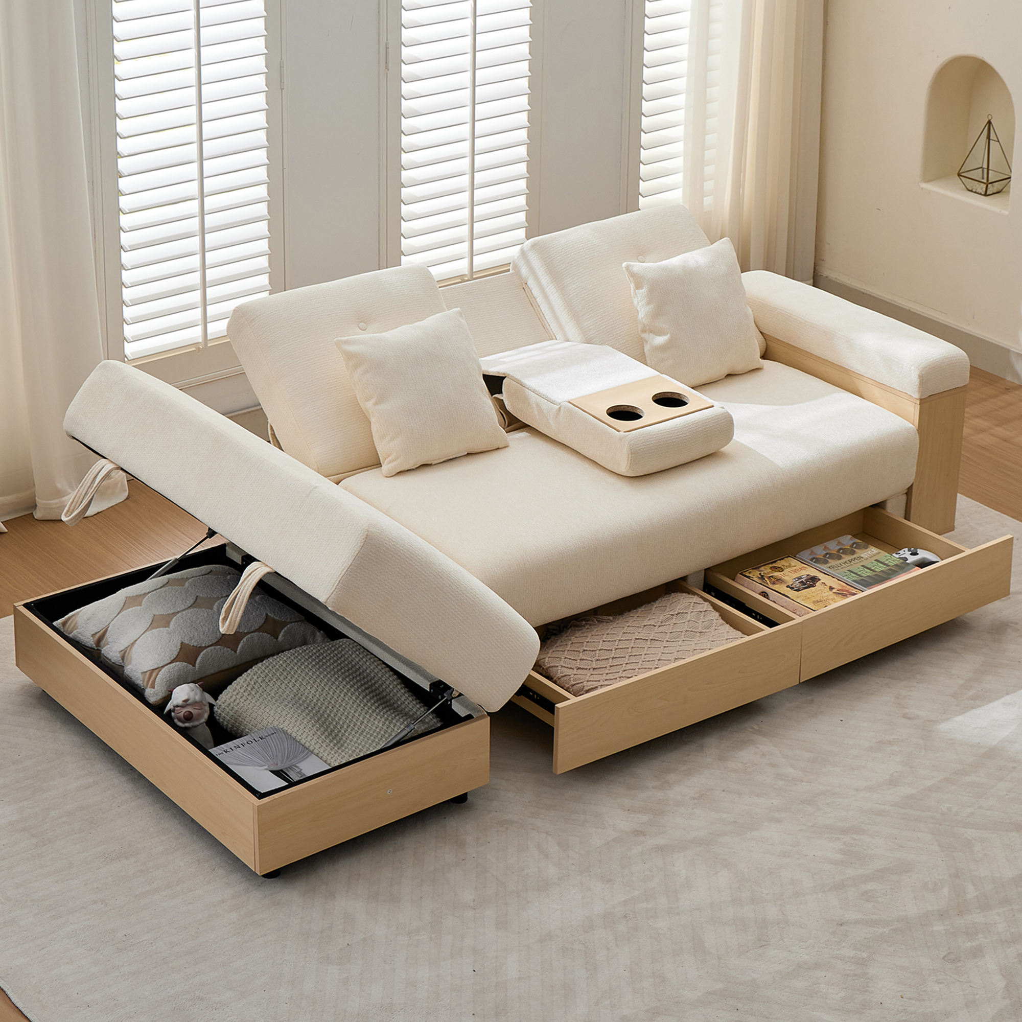 Wohnlandschaft Sofa mit Stauraum,3-fach verstellba