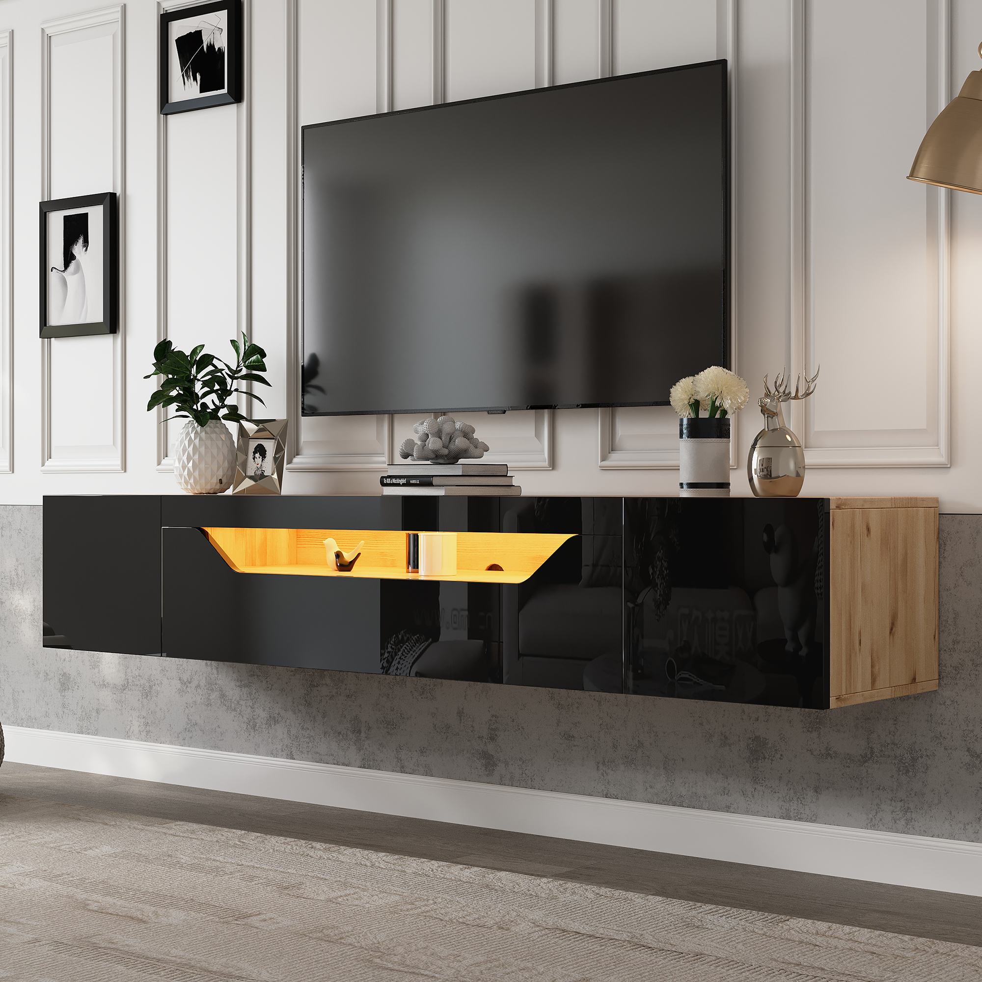 180*37*36cm Fernsehschrank mit 3 Staufächern Lowbo