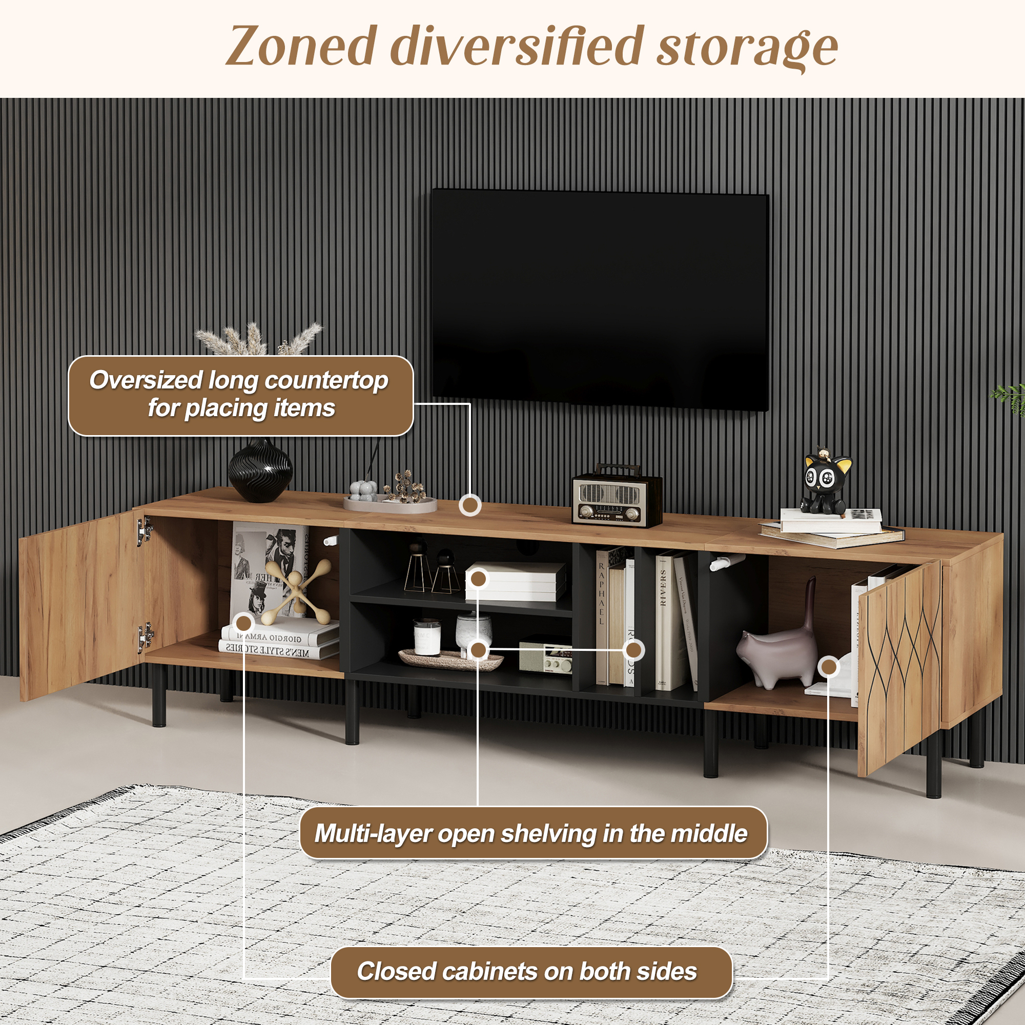 Détail du meuble TV
