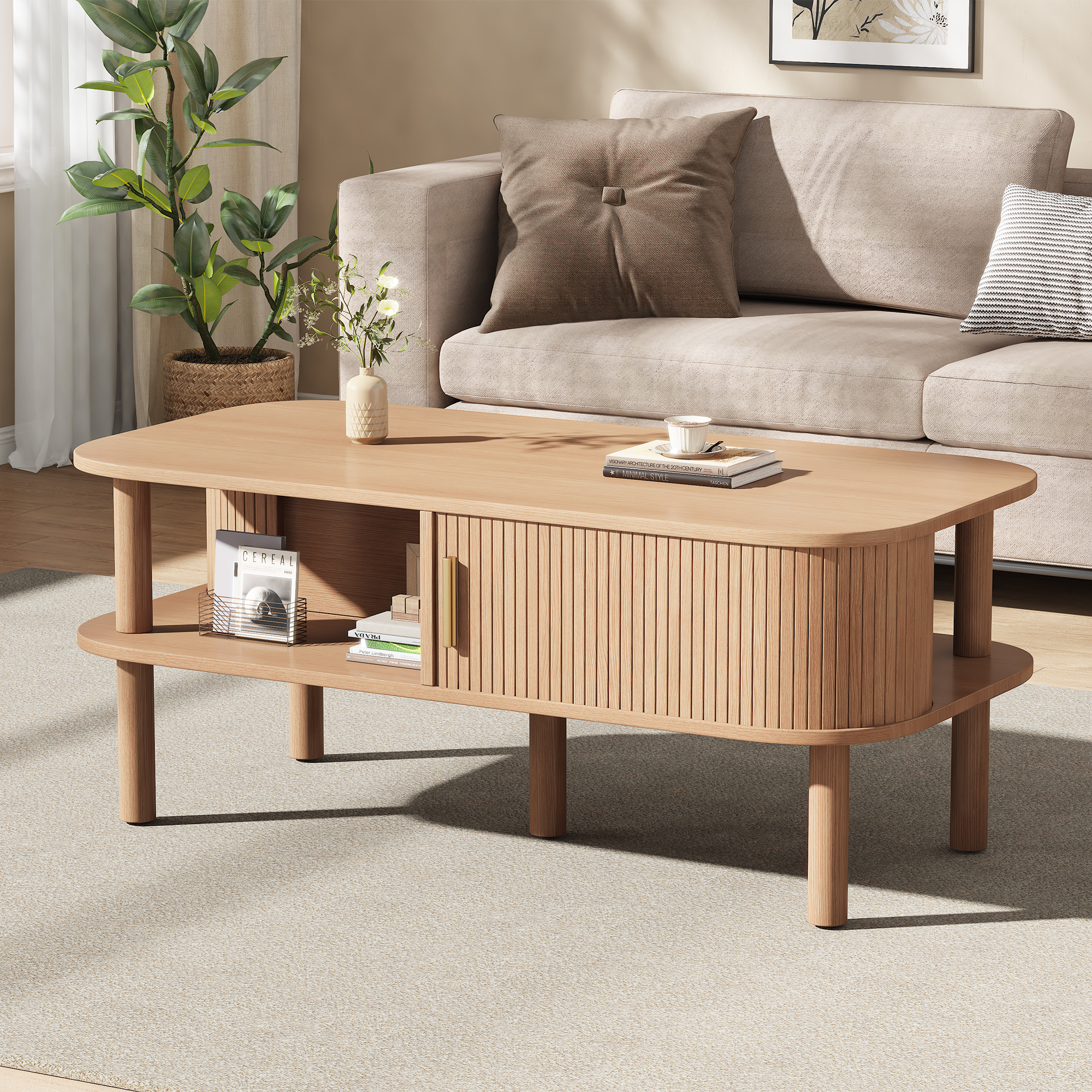 Couchtisch 110×55×45cm aus MDF, Wohnzimmertisch Mi