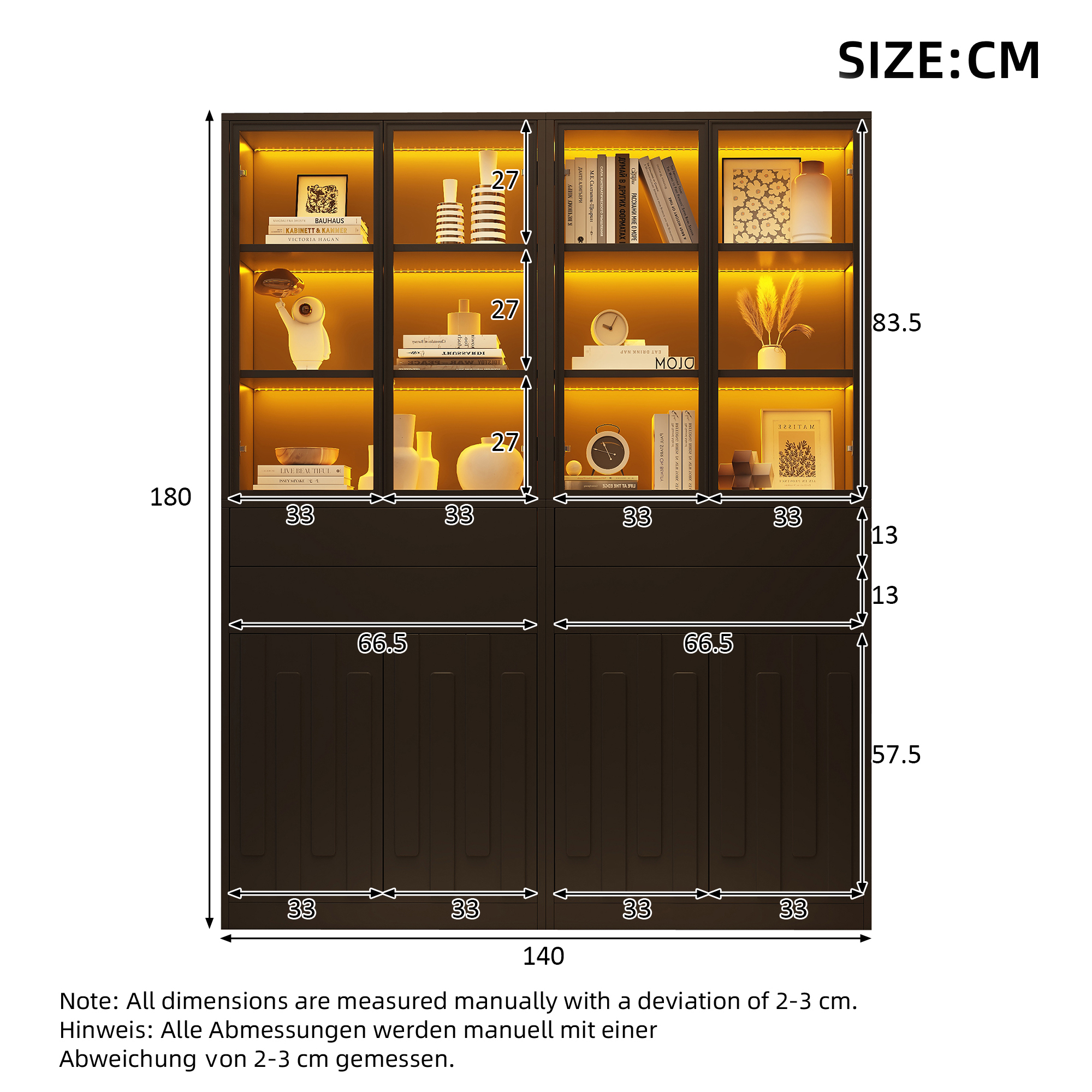Dimensions du vitrine