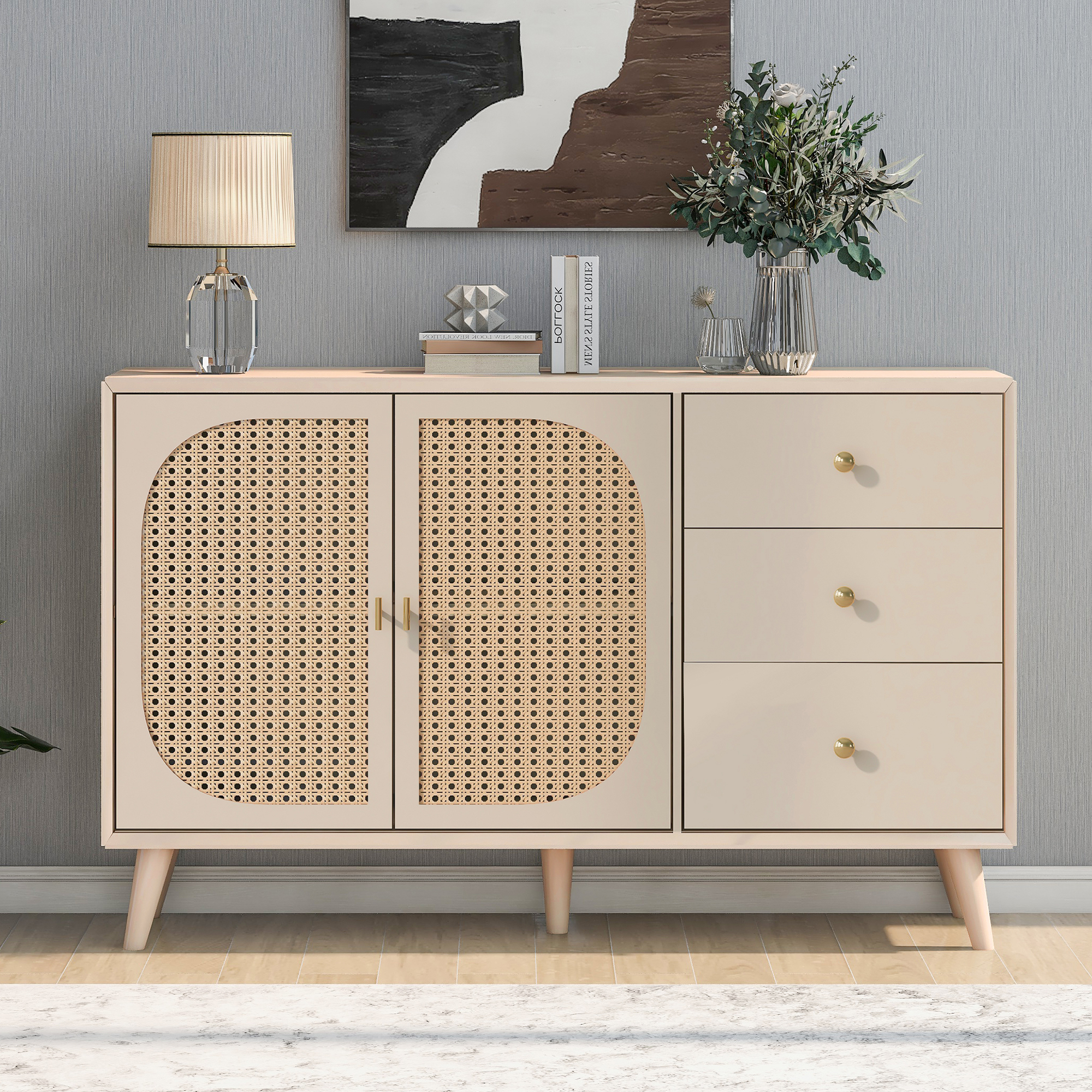 Commode buffet crème push-to-open - vue 6