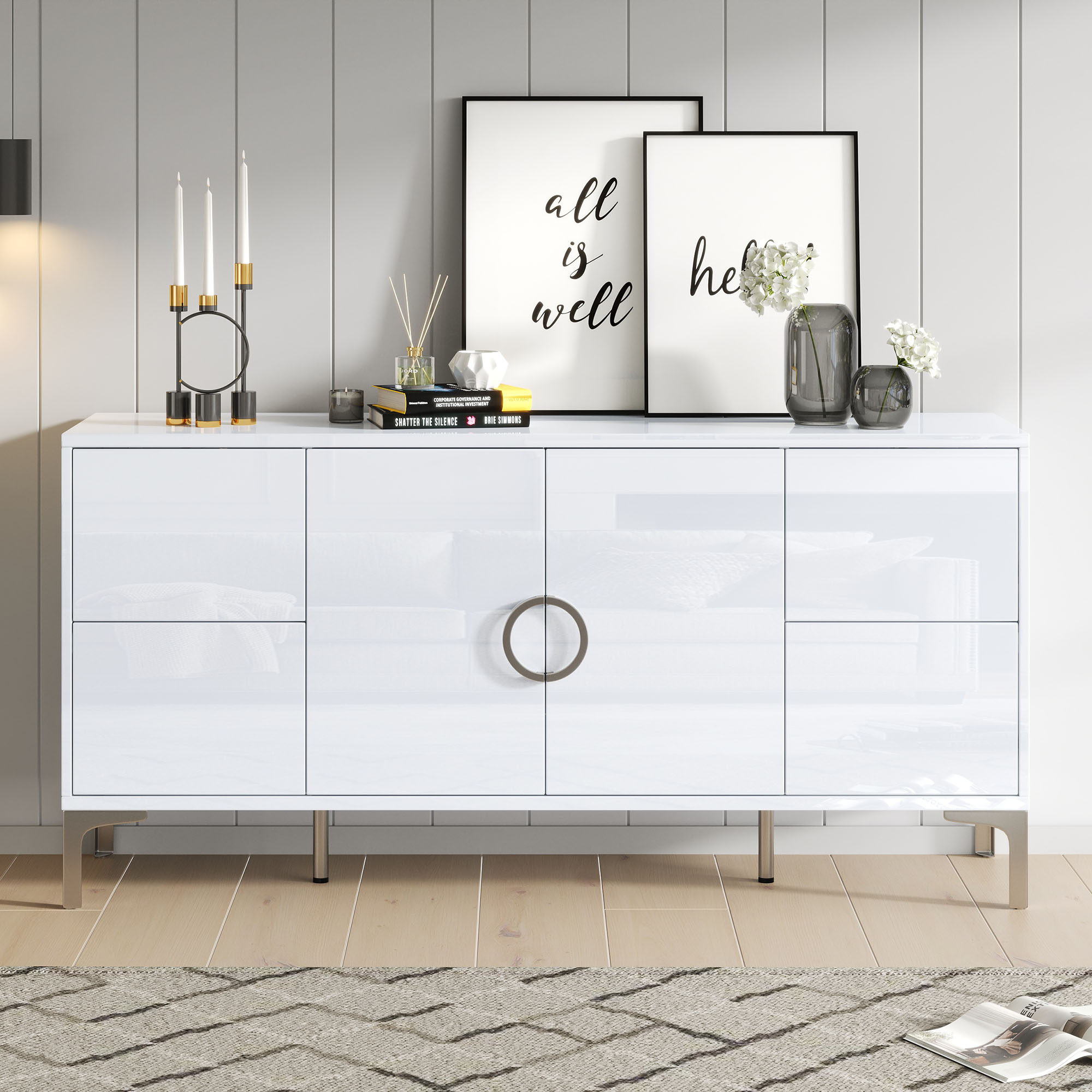 150*38*59.5cm Beistellschrank, Wohnzimmerschrank m