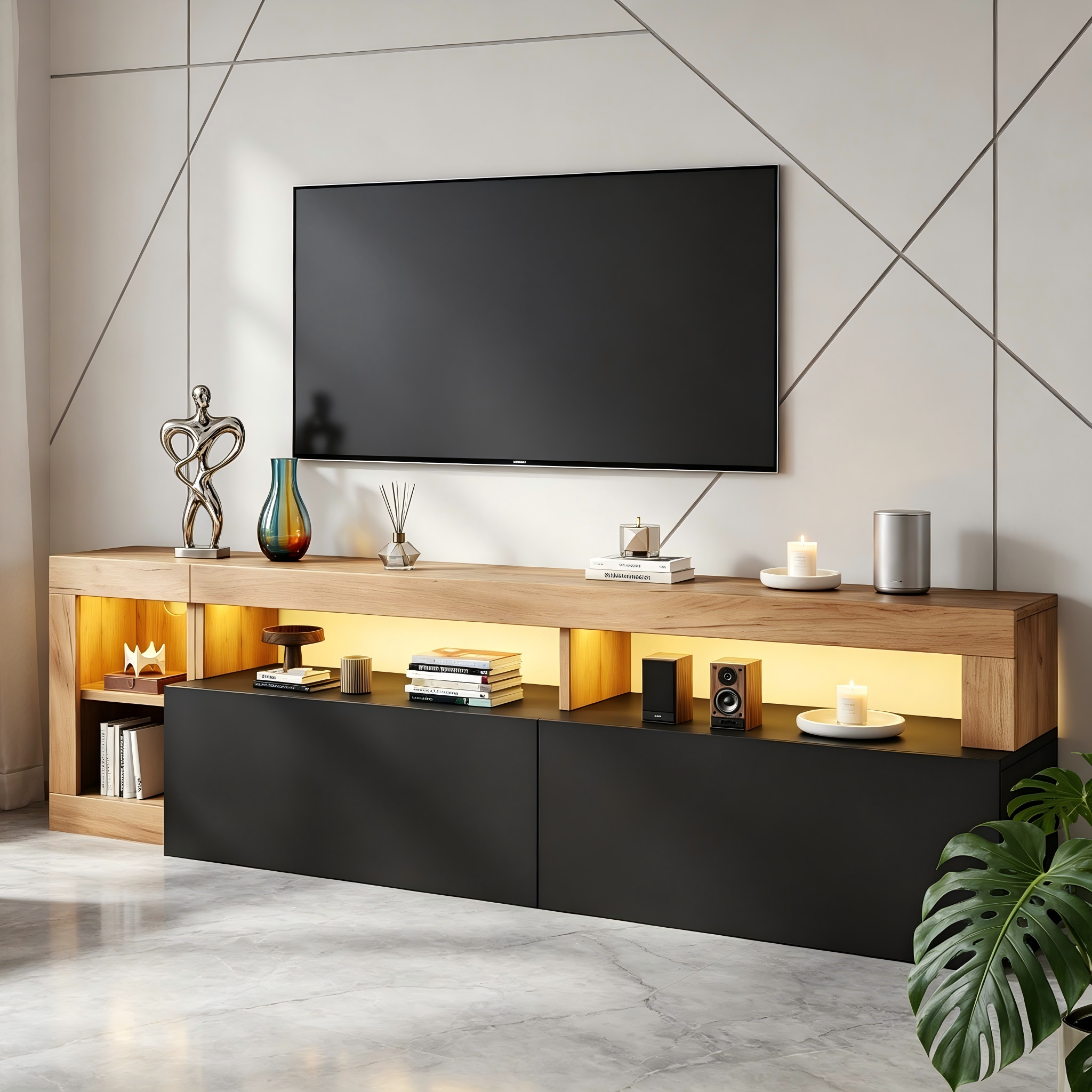 Moderner TV-Schrank für Fernseher bis 80 Zoll, off