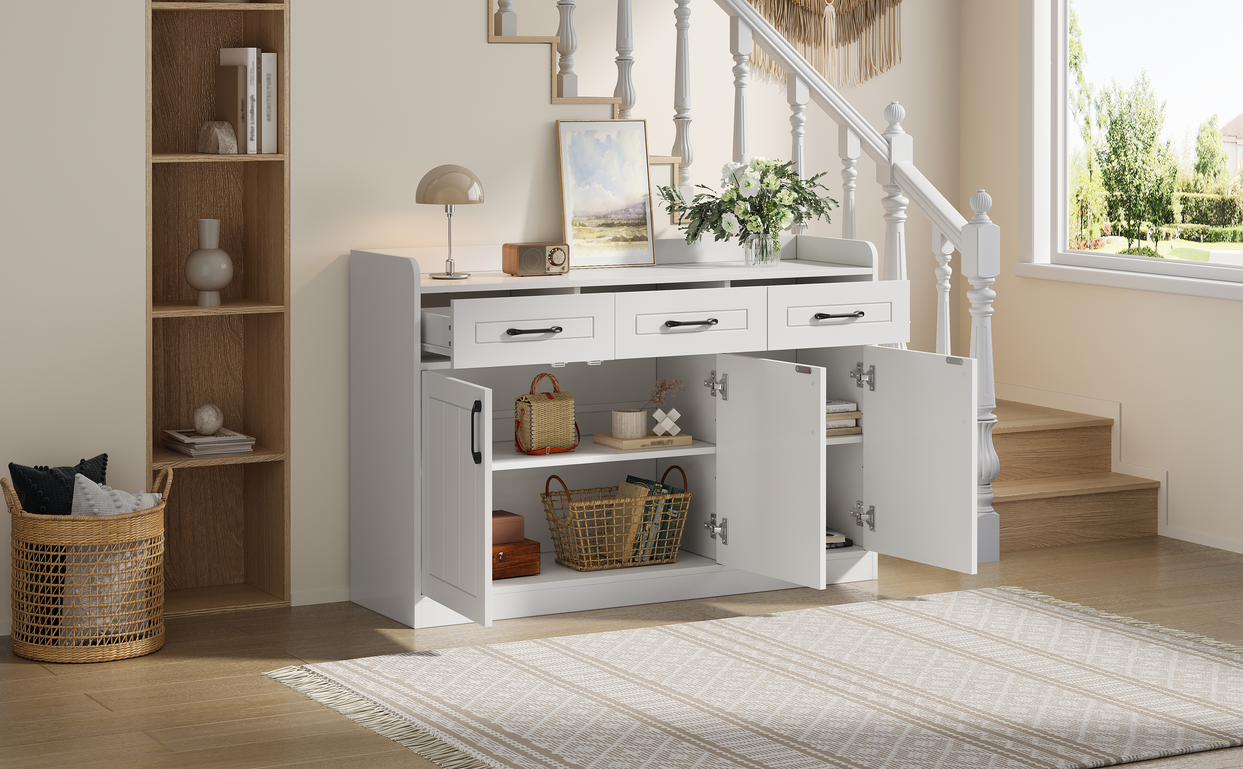Salon avec meuble blanc