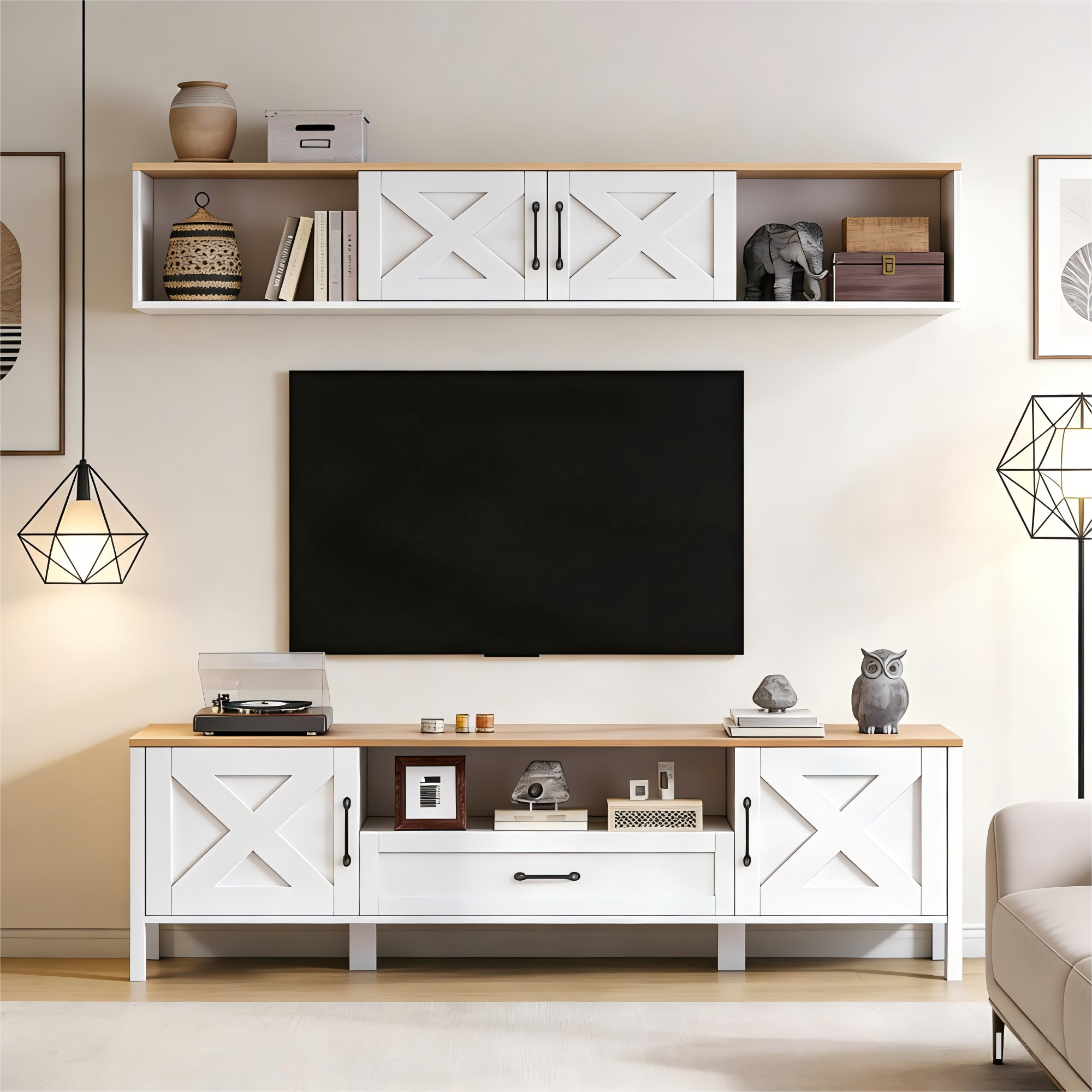 180*40*50cm TV Wohnwand-set (Komplett-Set, 2-St), 