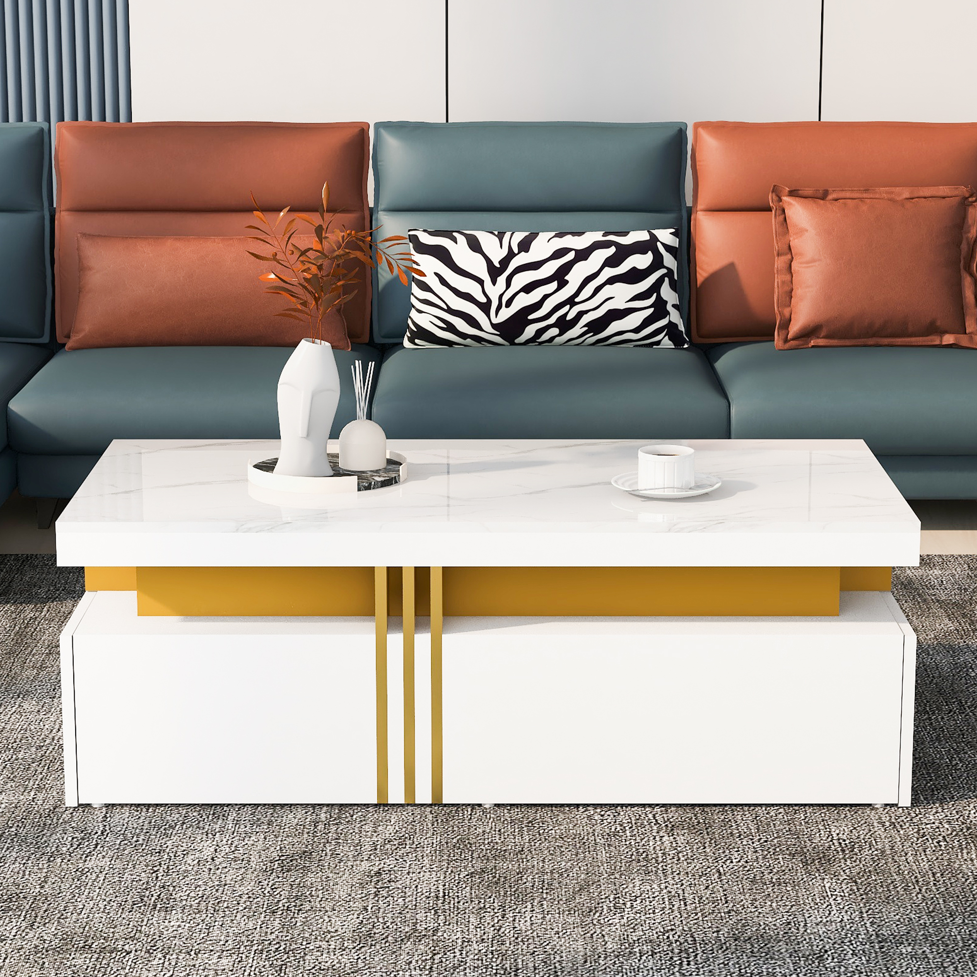 Table basse rectangulaire blanche - vue 1