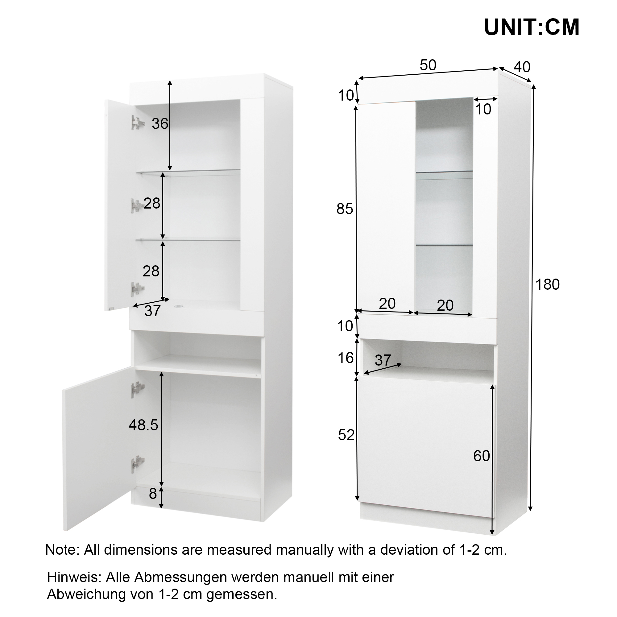 Vitrine LED blanche 180 cm - vue 2