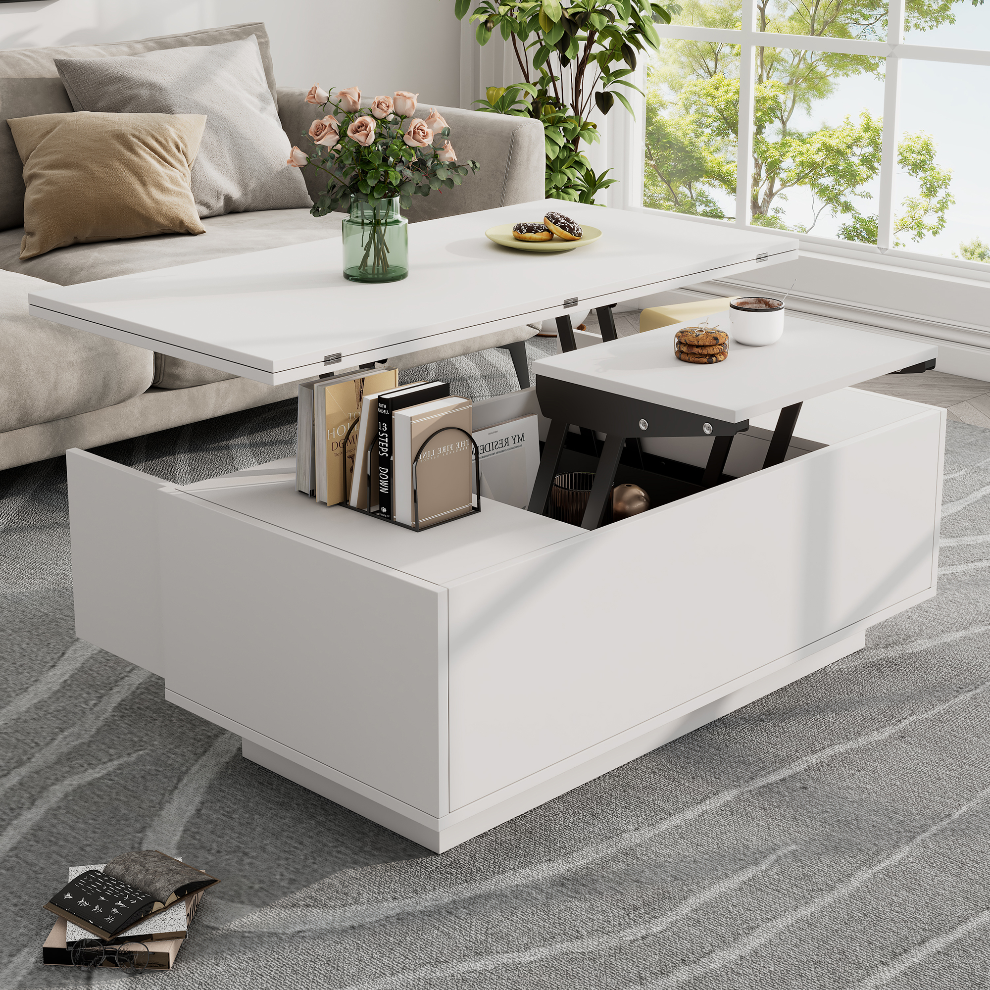 Table basse blanche double relevage 2 - vue 9