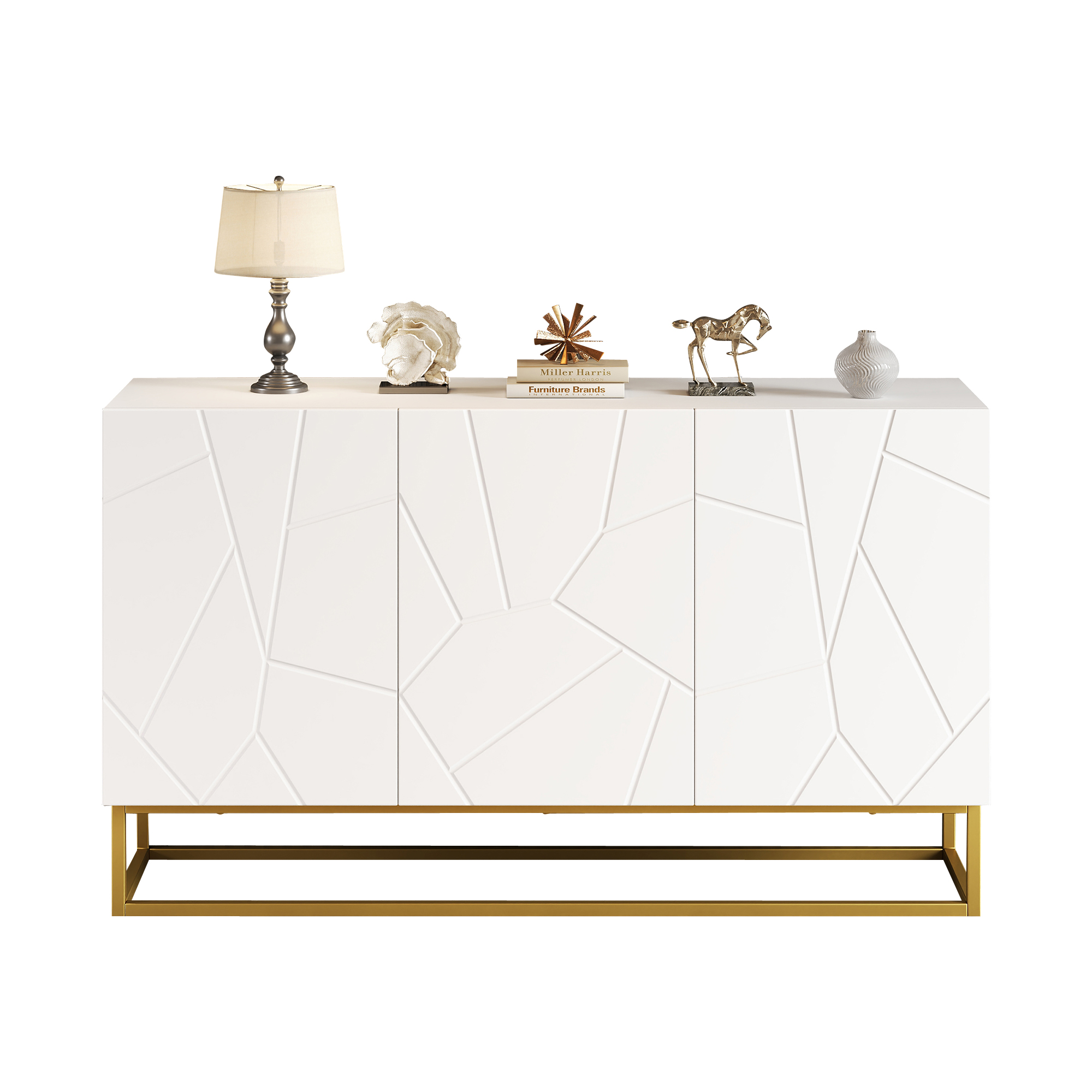 Buffet blanc doré rainuré - vue 2