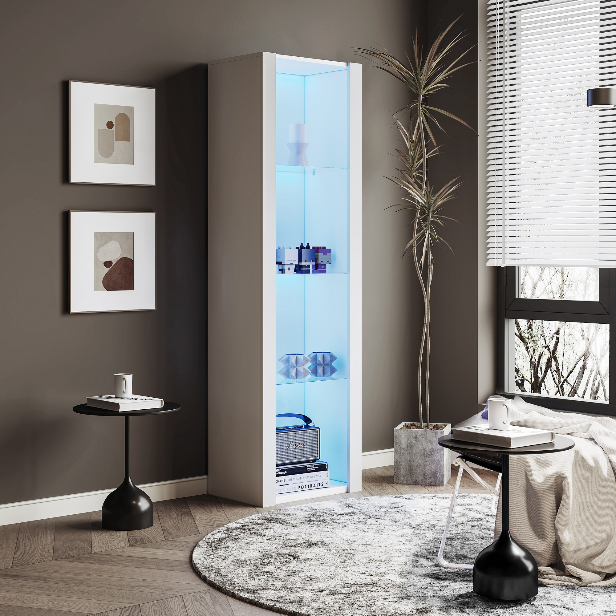Vitrine blanche haute brillance LED - vue 5