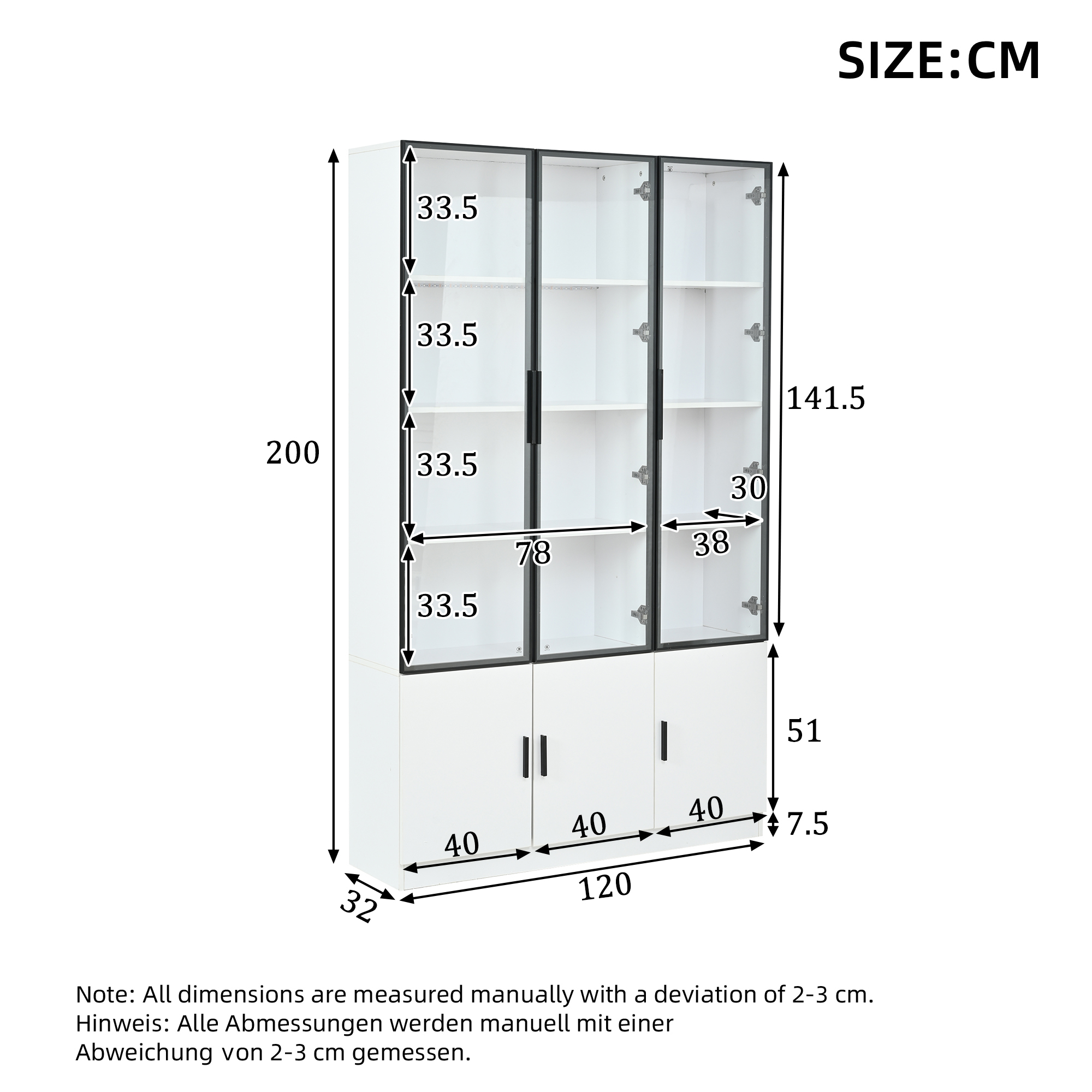 Dimensions du vitrine