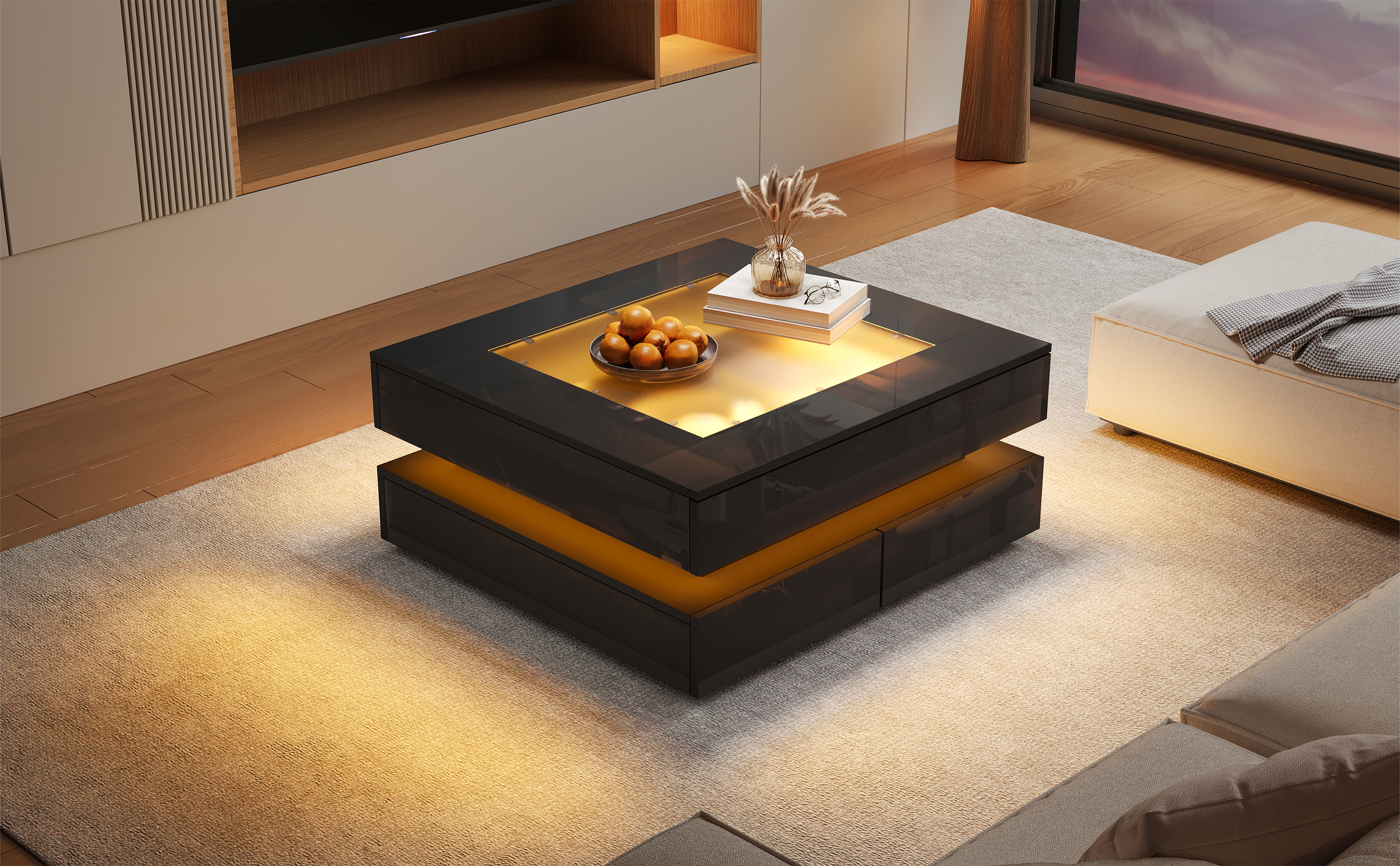 Design carré noir brillant