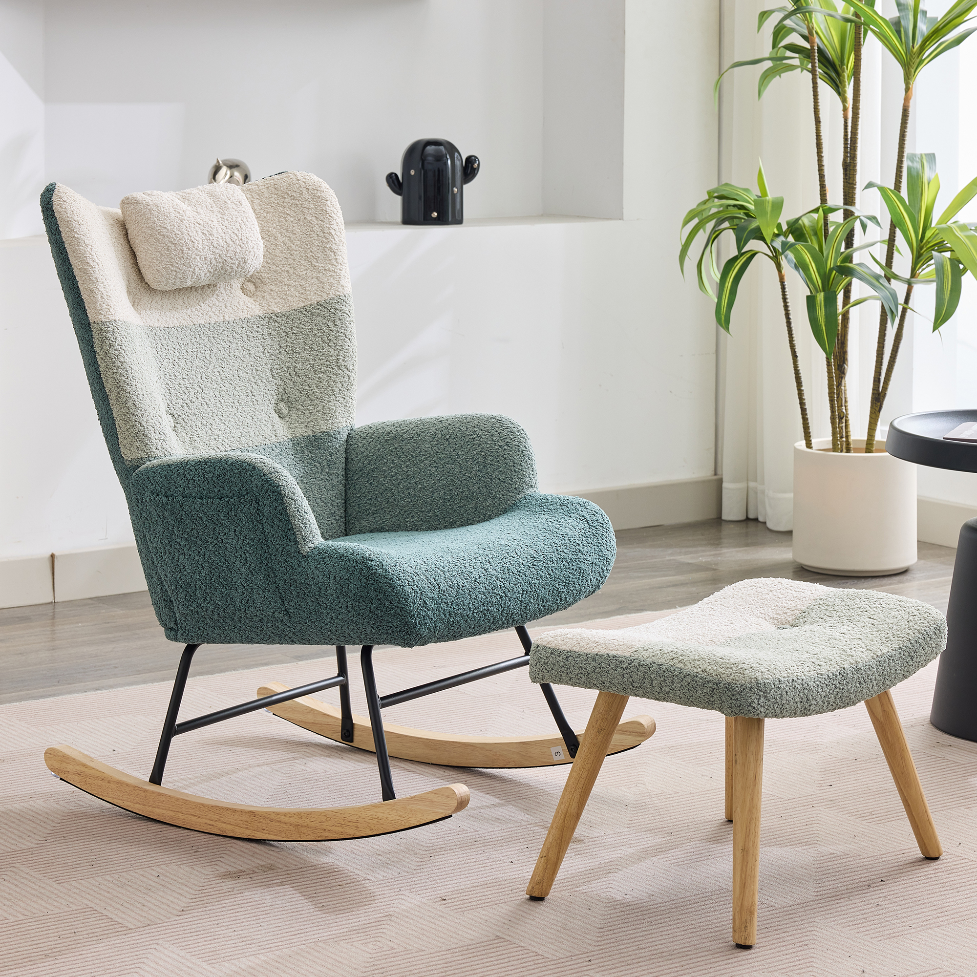 Fauteuil à bascule bouclette patchwork - vue 9