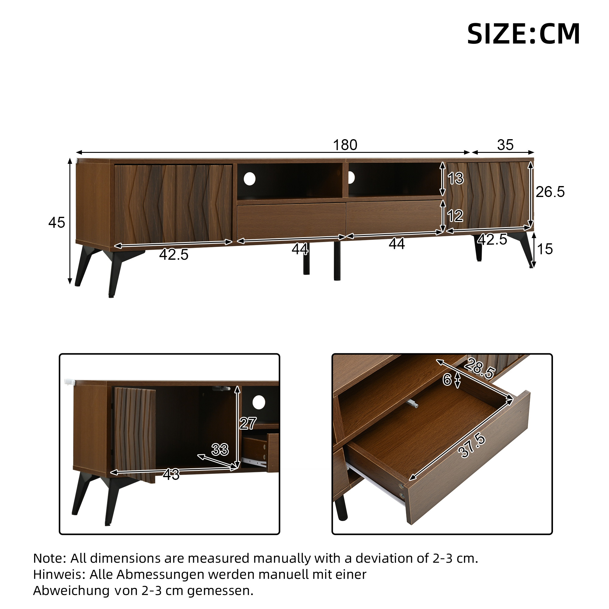Meuble TV rangement noyer