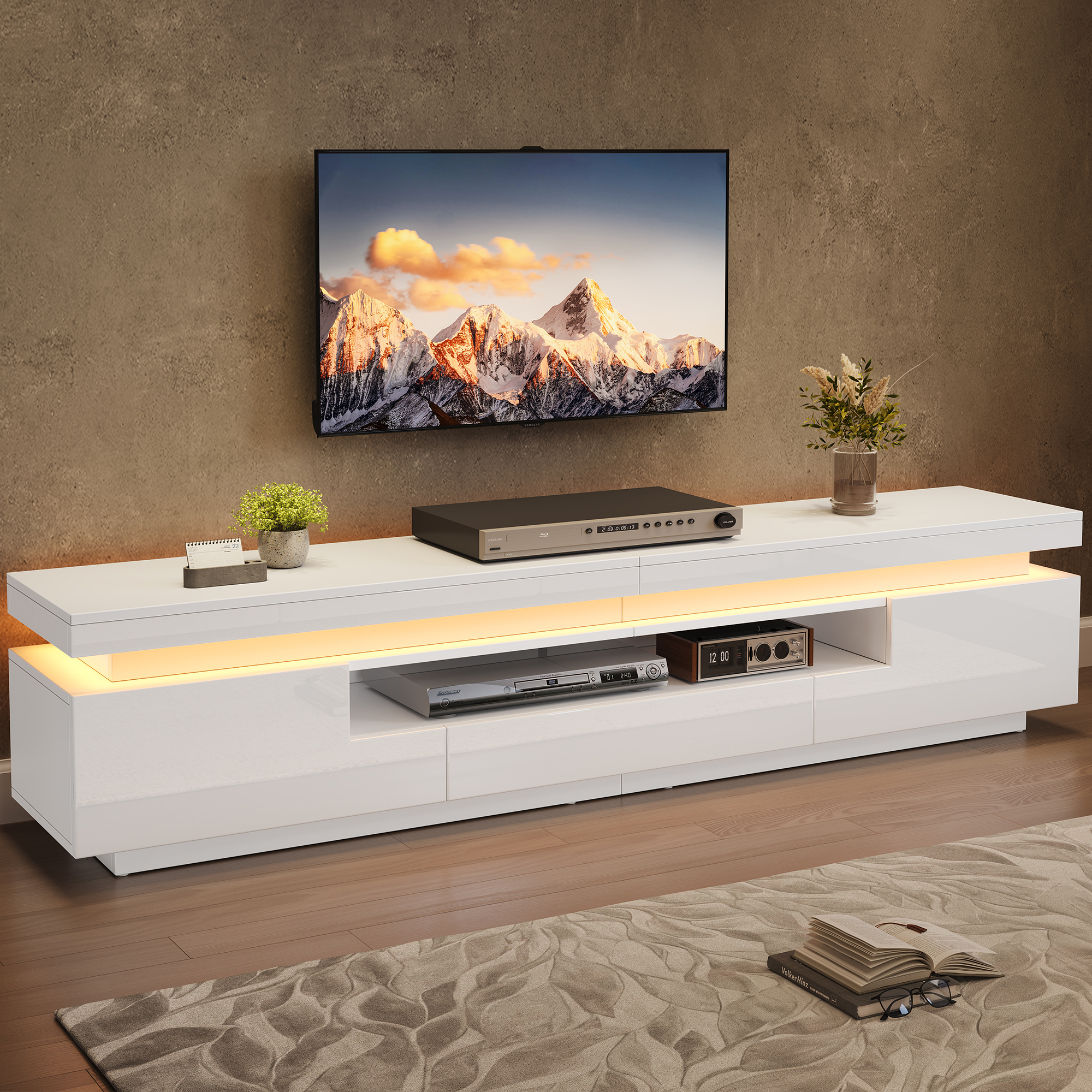 175*38*45cm Wohnzimmer TV-Ständer mit 2 L-förmigen