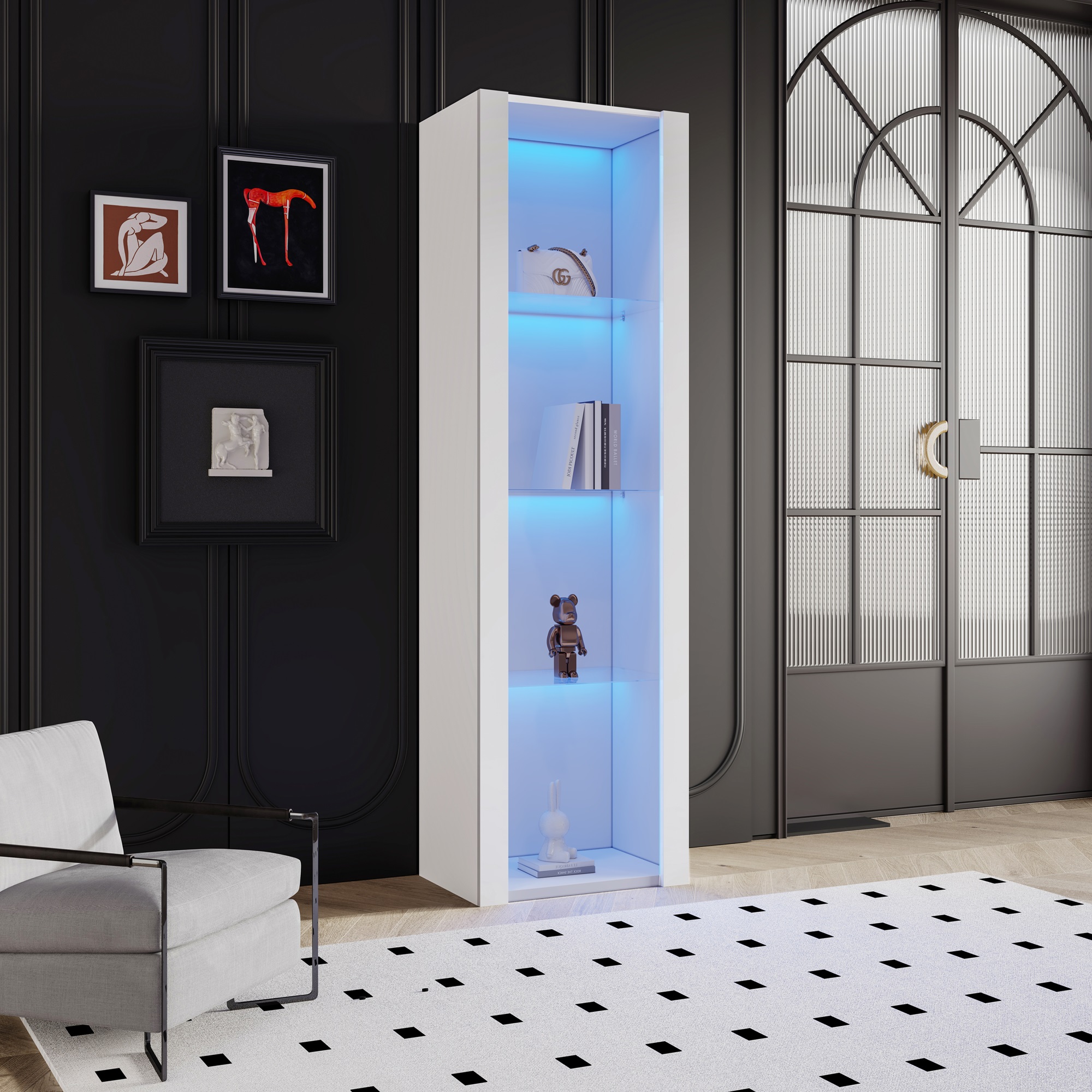 Vitrine blanche haute brillance LED - vue 2