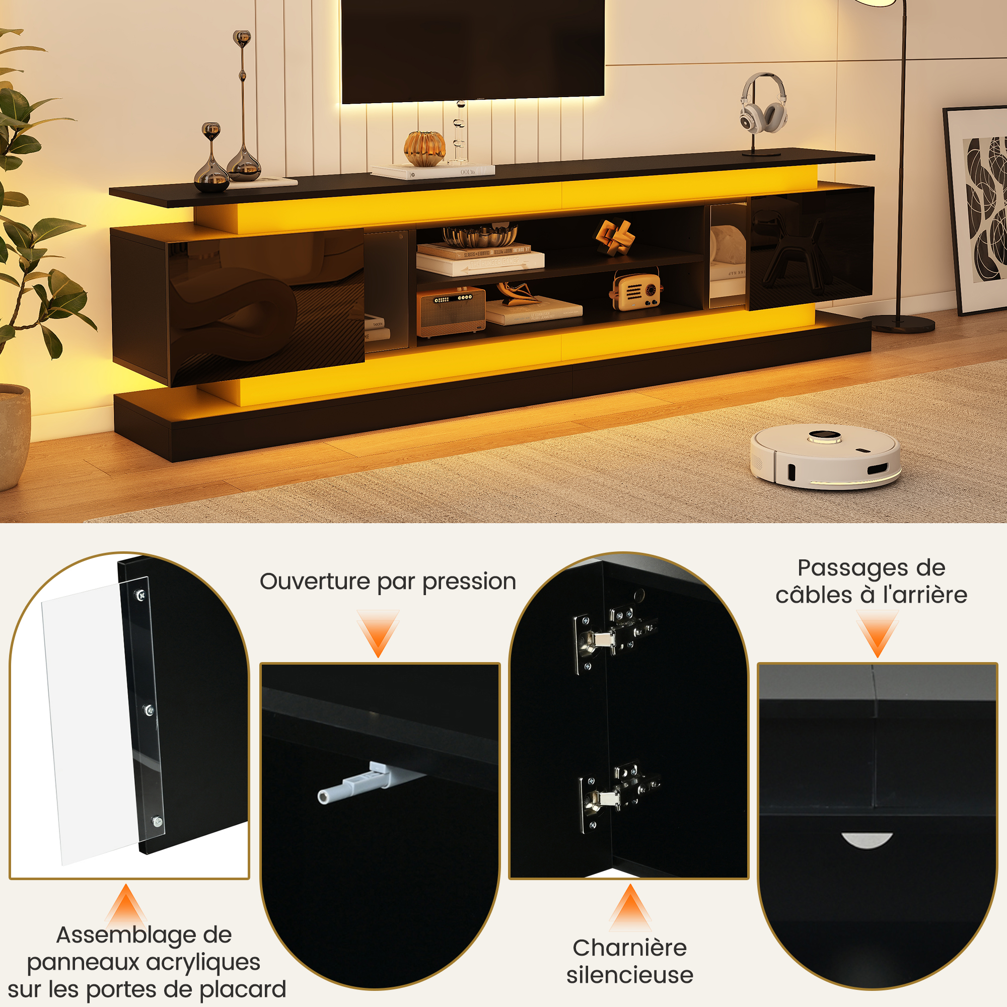 Meuble TV avec éclairage LED