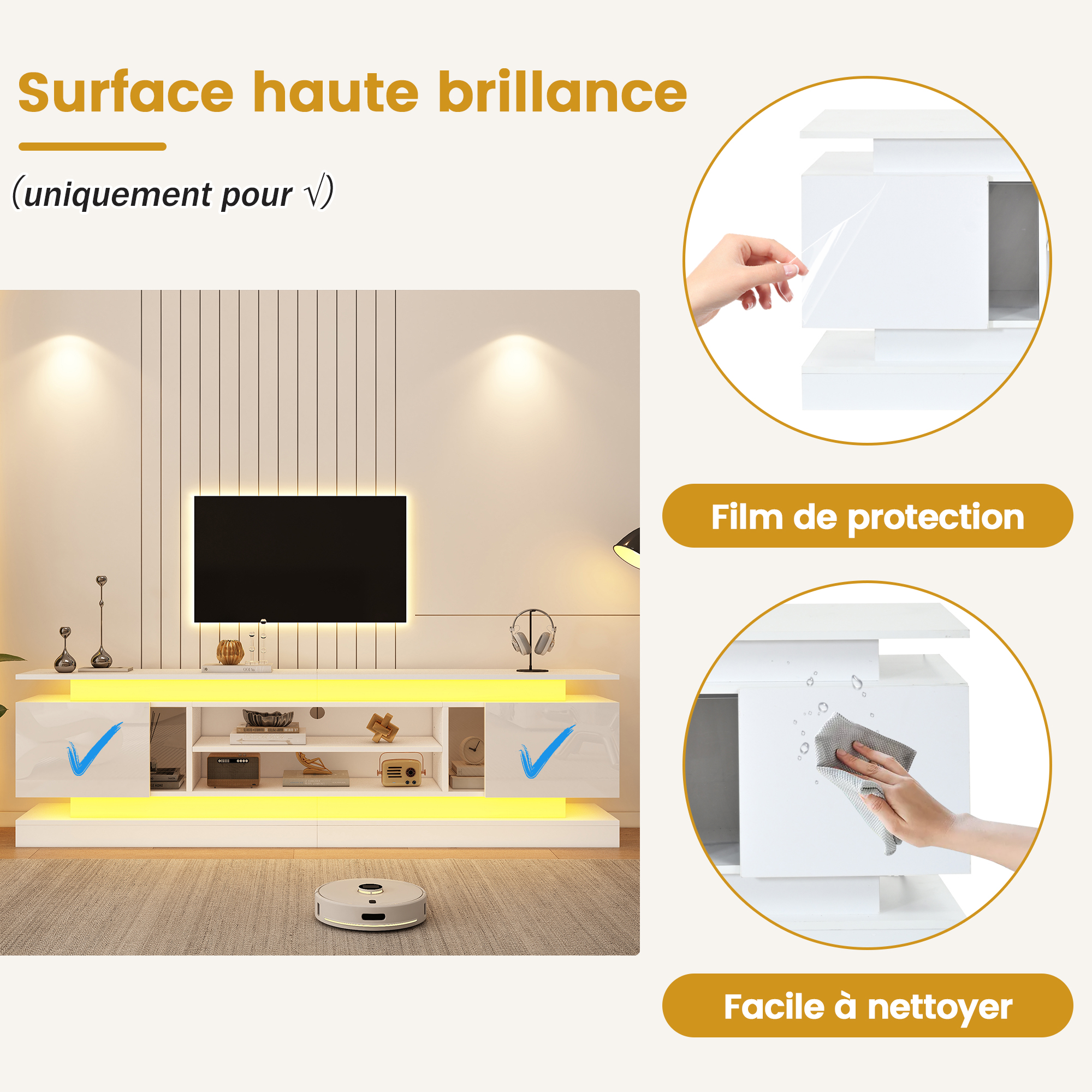 Détail meuble TV LED