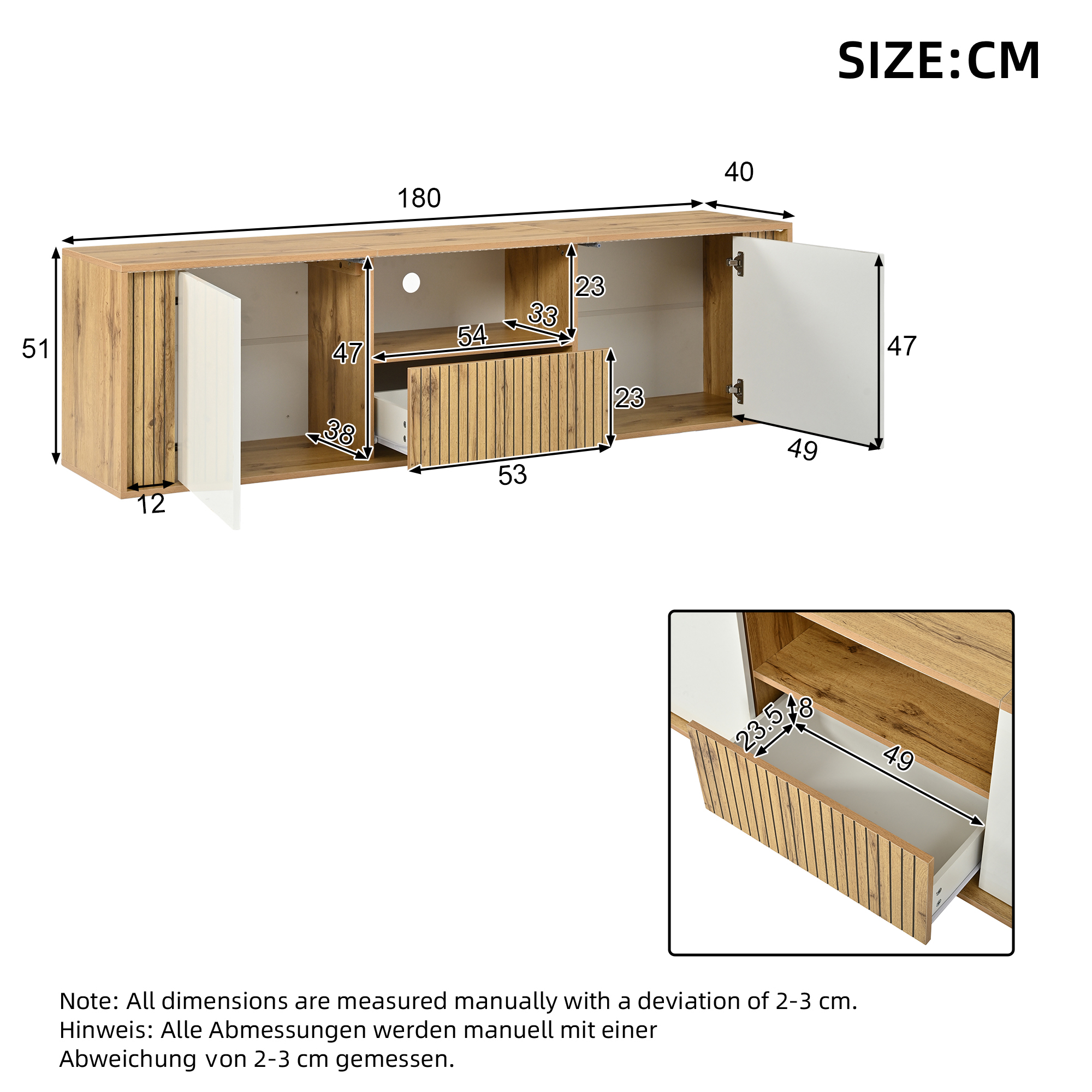 Standfernsehschrank, Lowboard Mit 2 Schranktüren 1