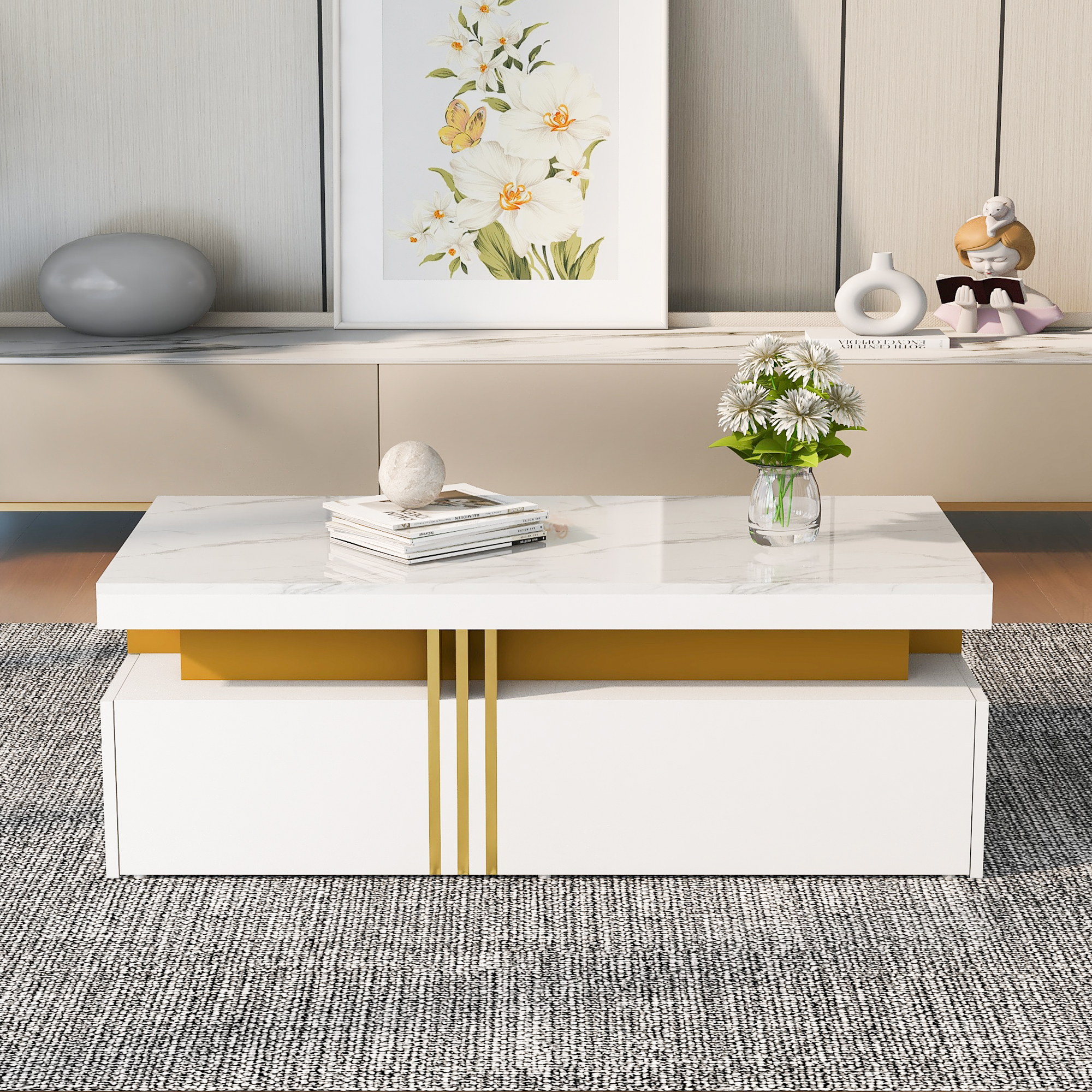 Table basse rectangulaire blanche - vue 3