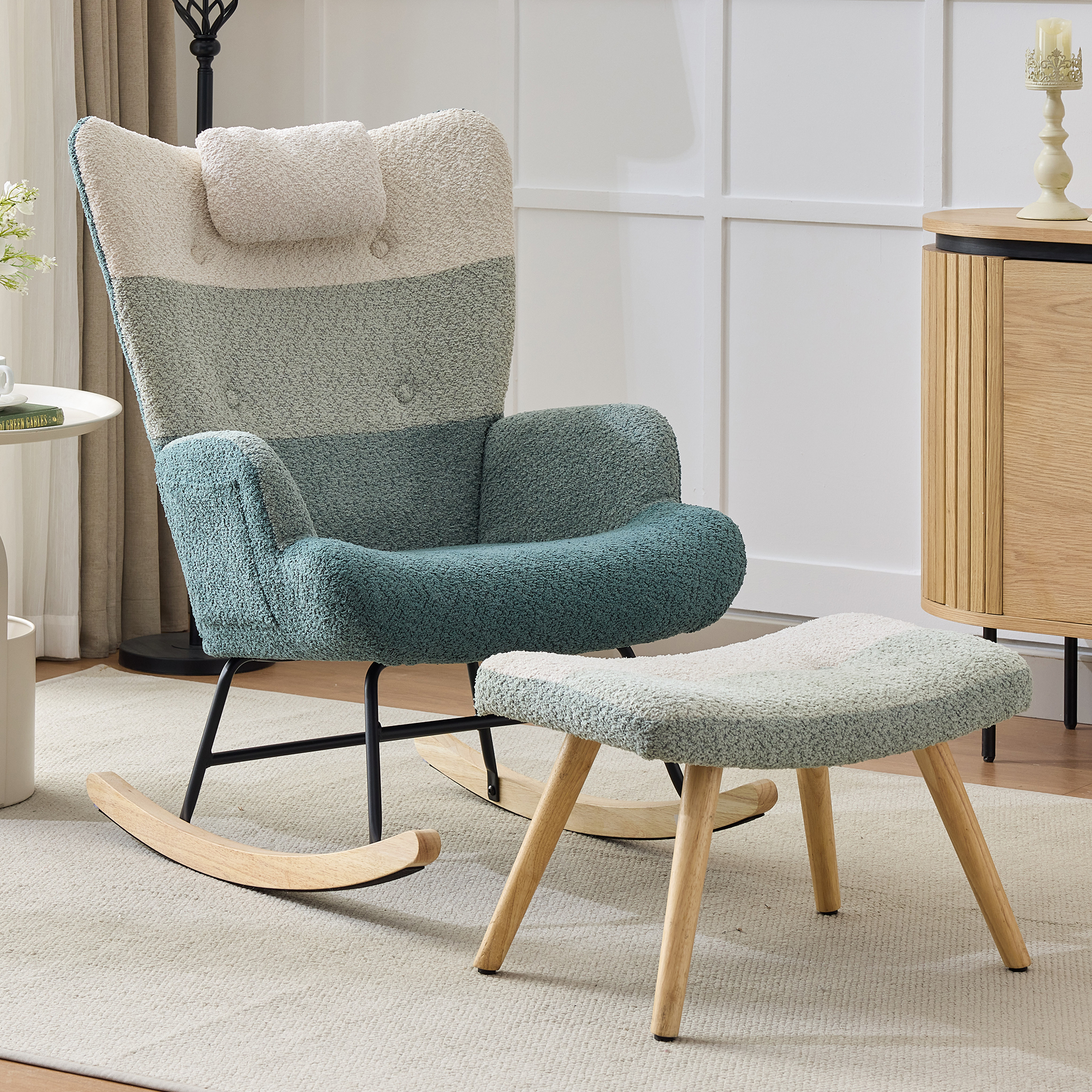 Fauteuil à bascule bouclette patchwork - vue 8