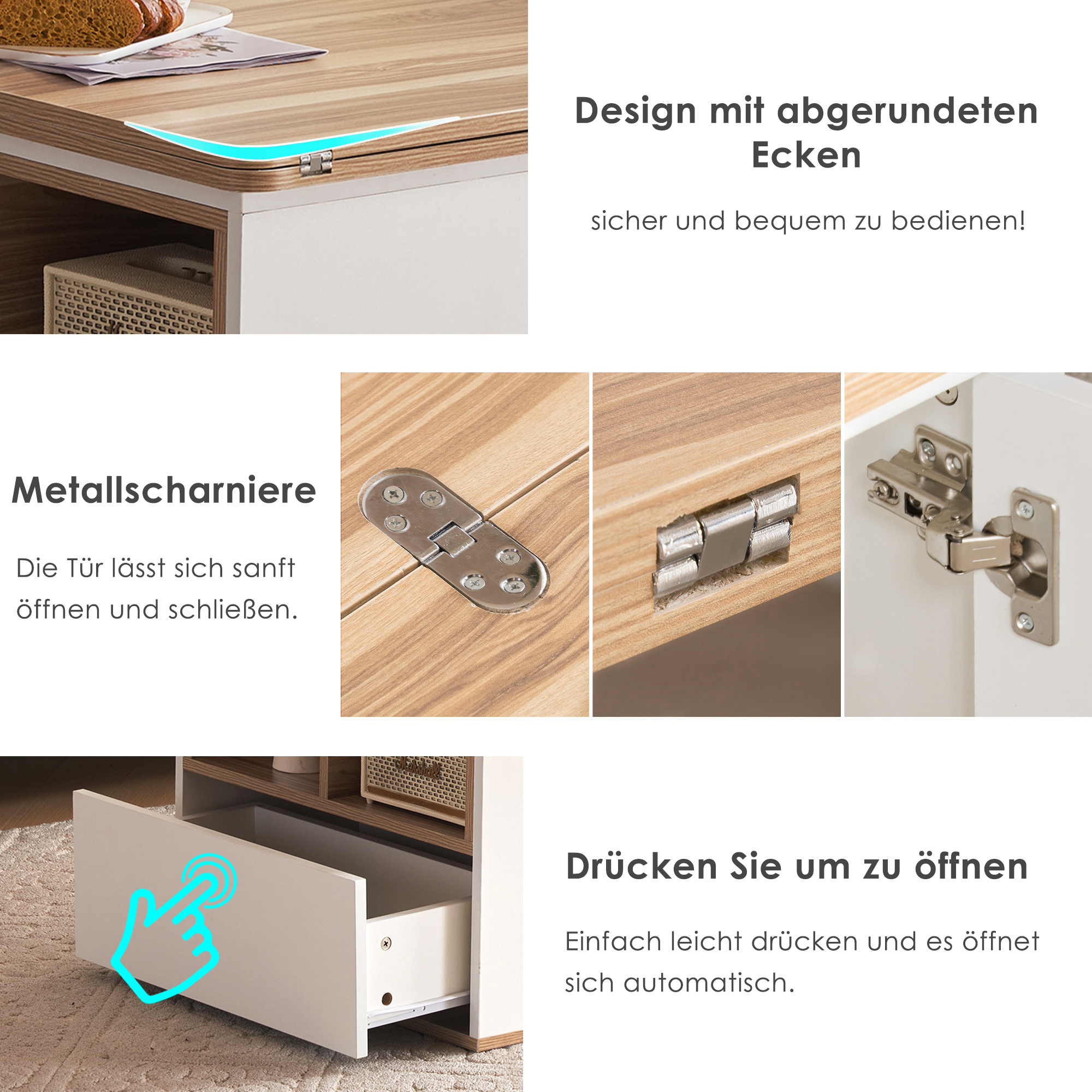 Table basse relevable blanc bois - vue 8