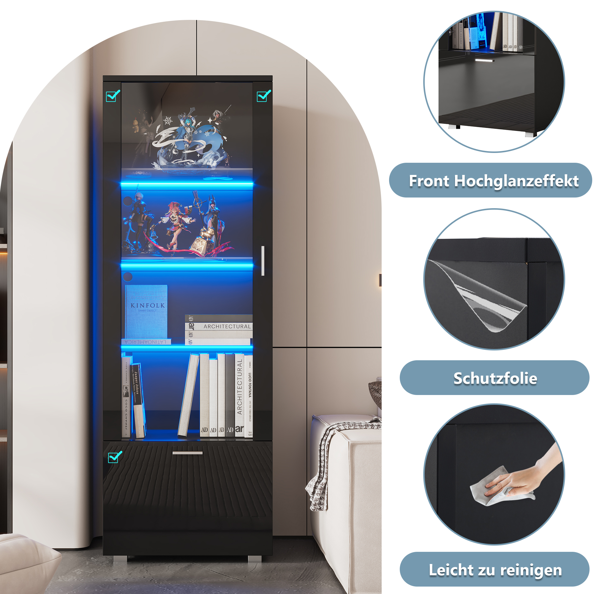 Vitrine noire acrylique LED - vue 8