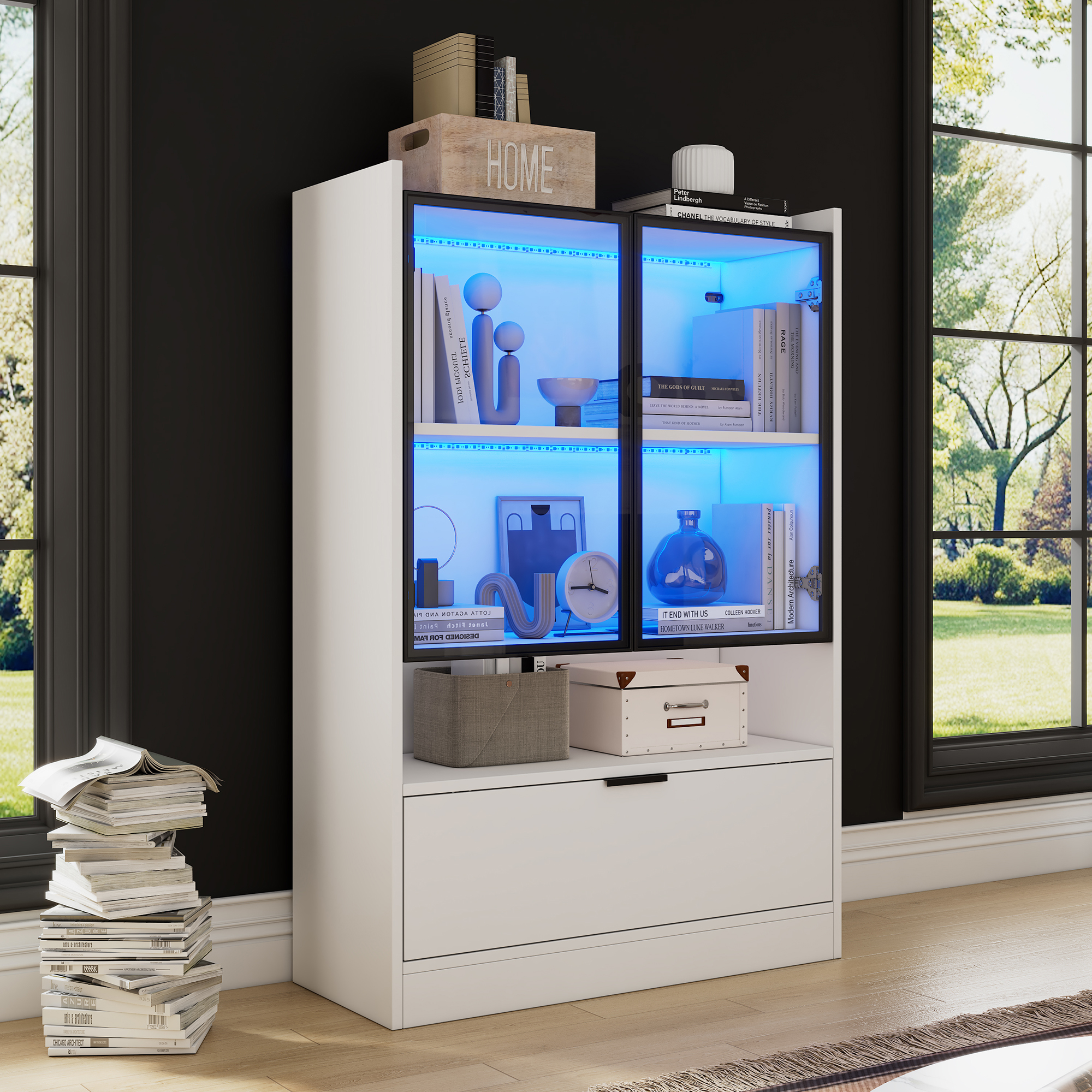 Moderne LED Vitrine Matt Höhe 120cm mit LED-Beleuc